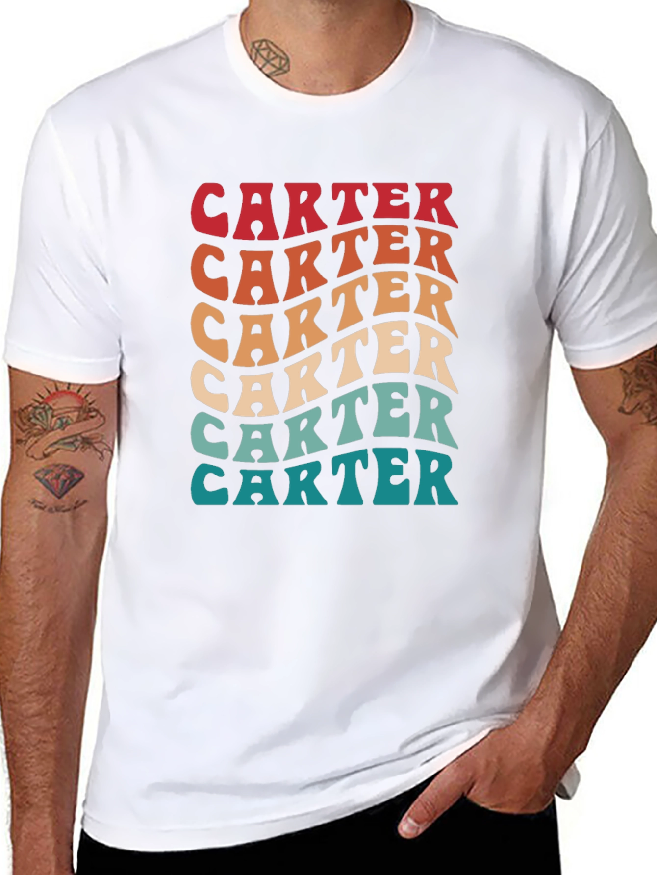 Retro Carter T-Shirt - Wavy Text Design