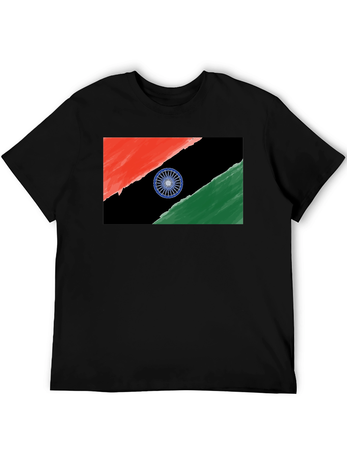 India Flag Graphic Tee - Black Cotton T-Shirt