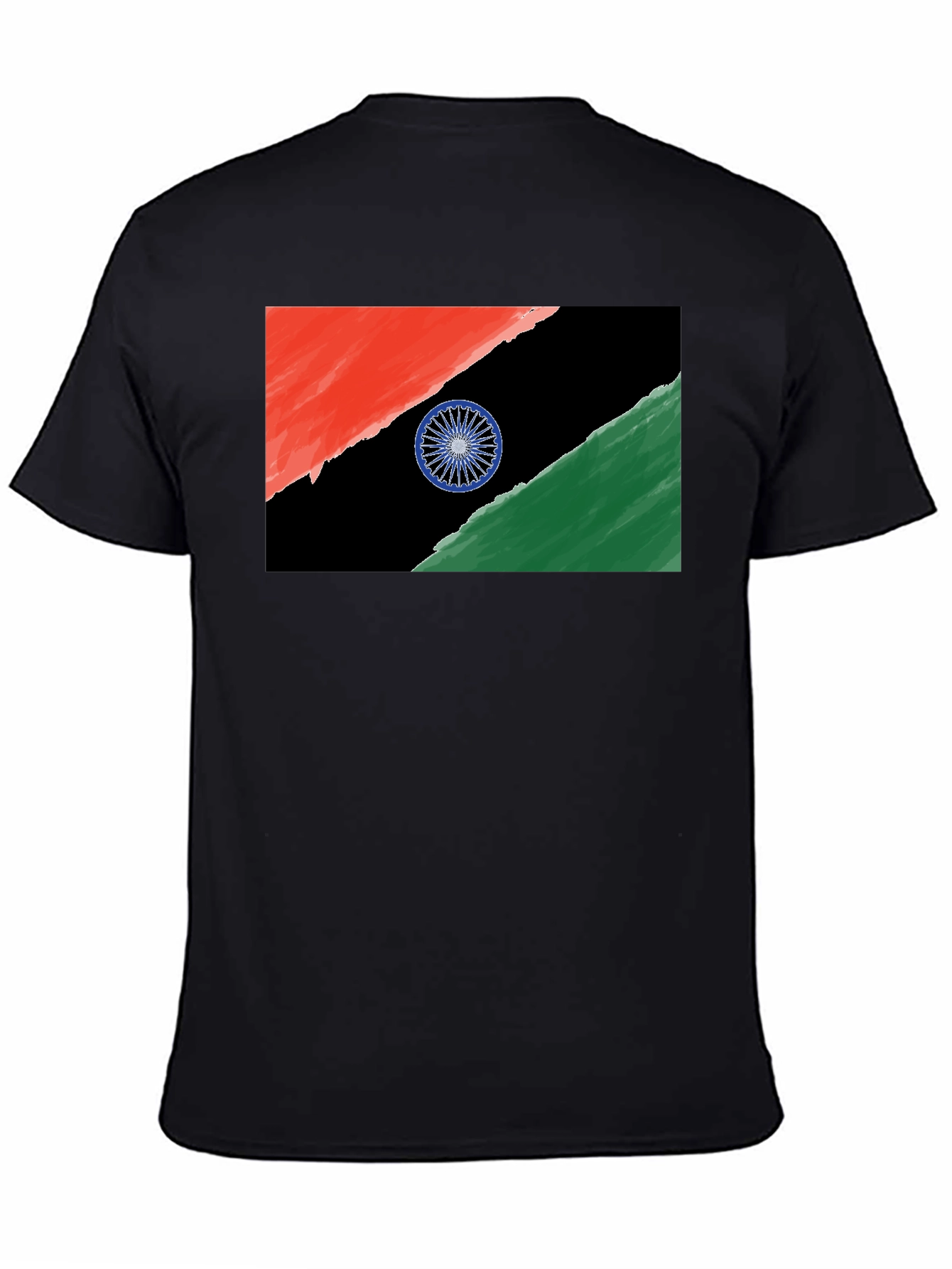 India Flag Graphic Tee - Black Cotton T-Shirt