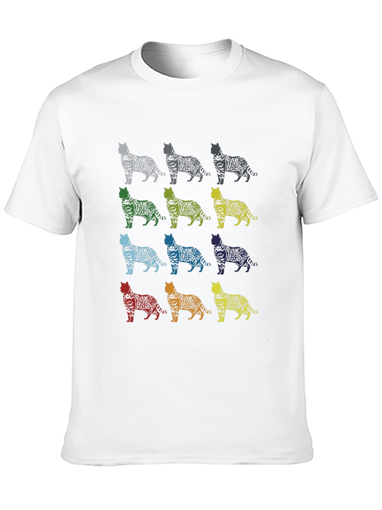 Colorful Cat Pattern T-Shirt