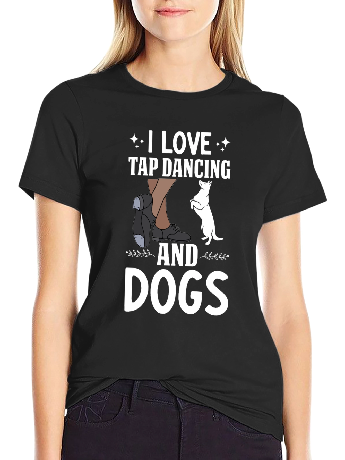 I Love Tap Dancing and Dogs Black T-Shirt