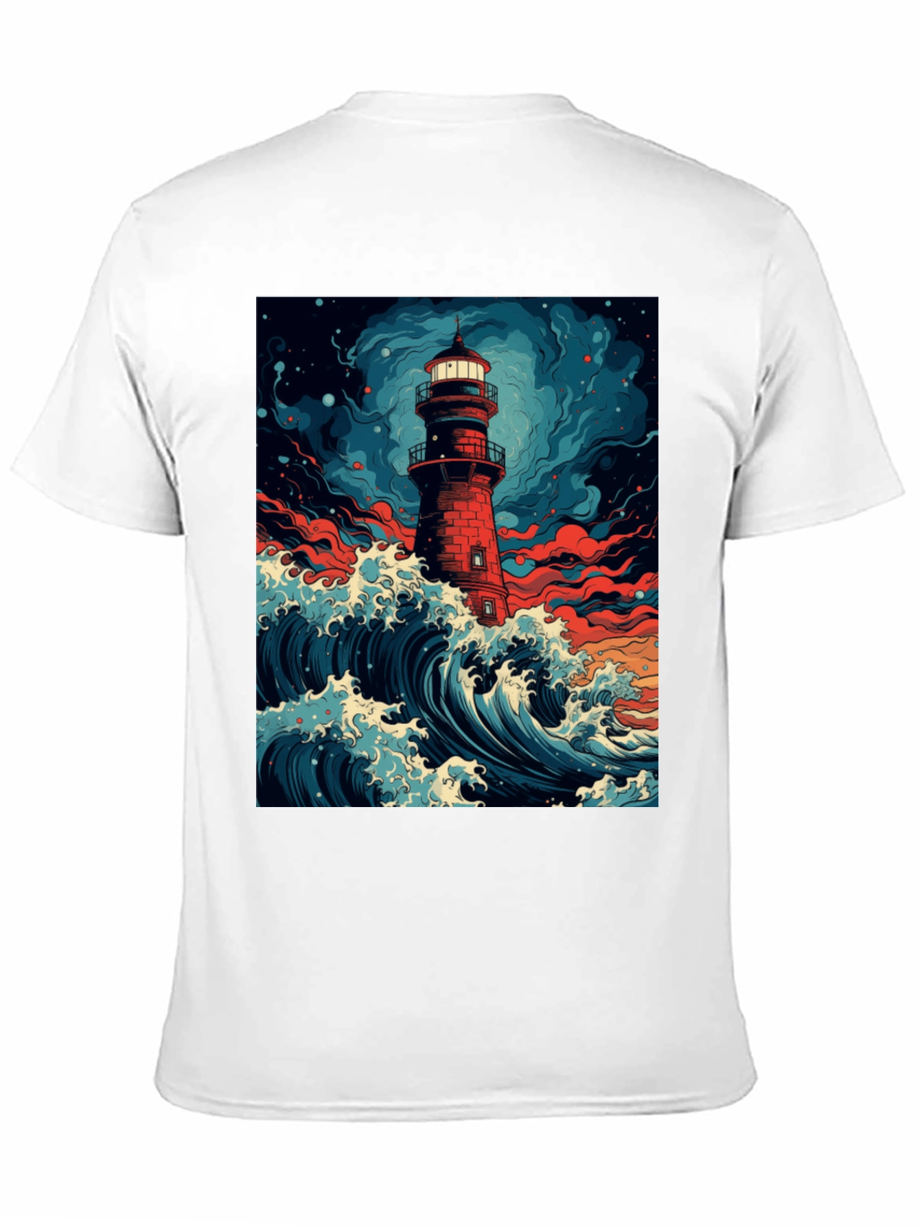 Lighthouse Wave Graphic Tee - Coastal Style