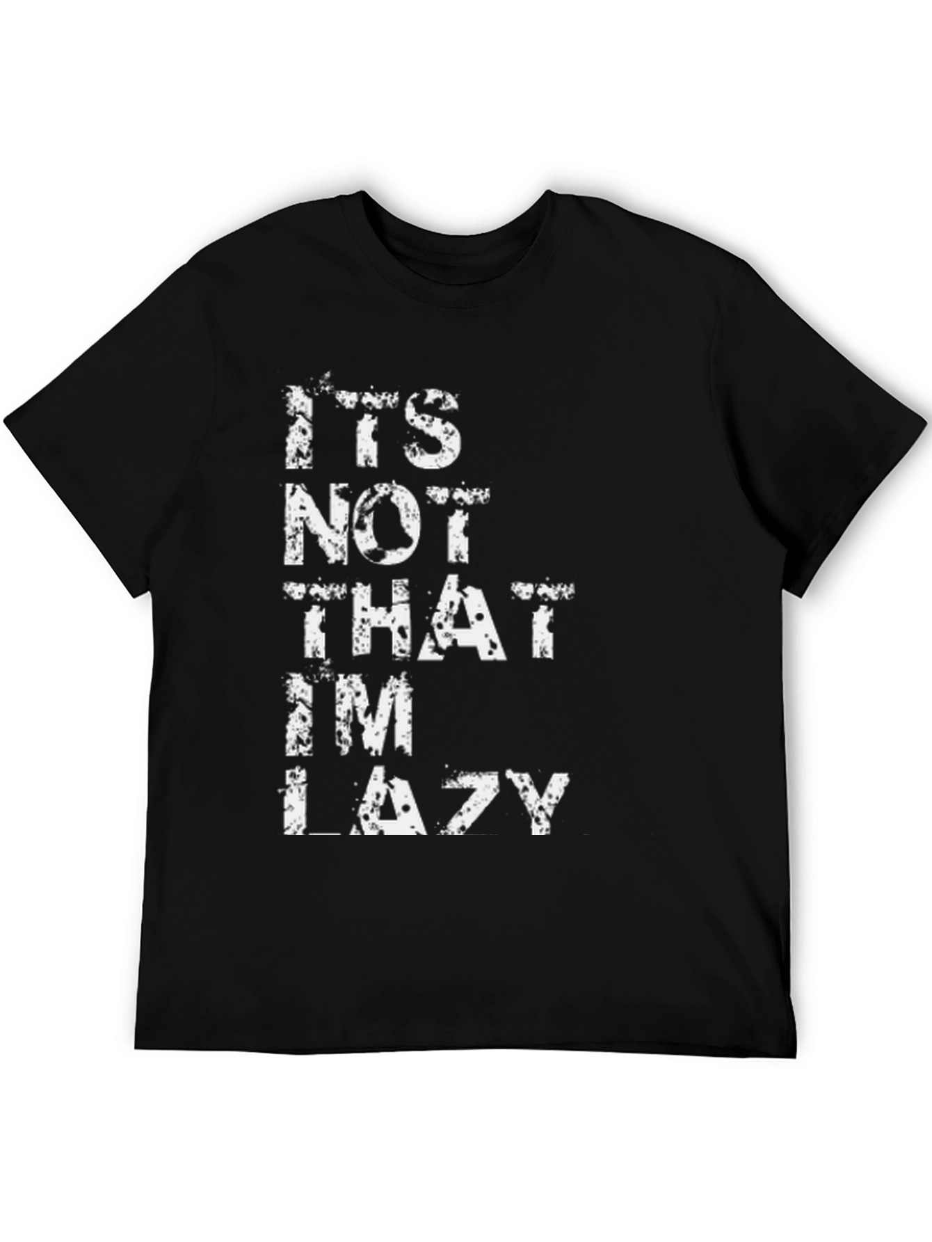 Funny Lazy Graphic Tee - Black Cotton T-Shirt