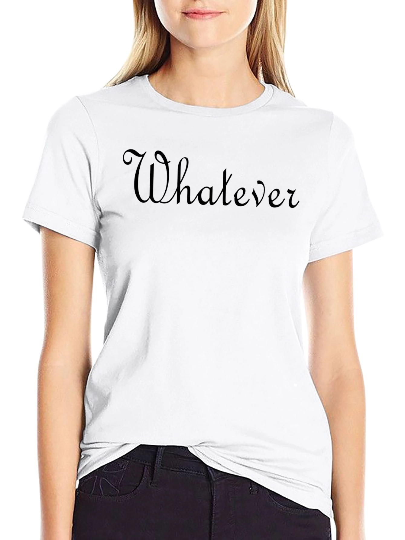 Whatever Mens Black T-Shirt Casual Cotton Top