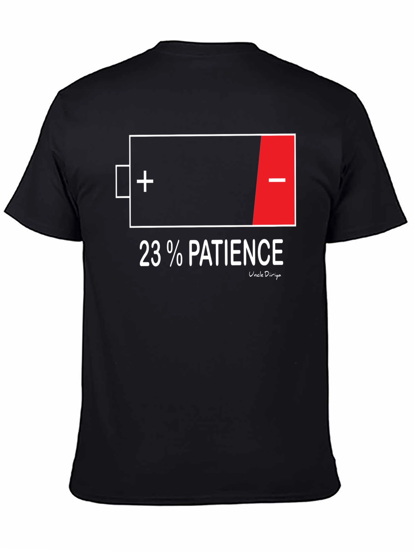 23% Patience Funny Graphic T-Shirt - Black