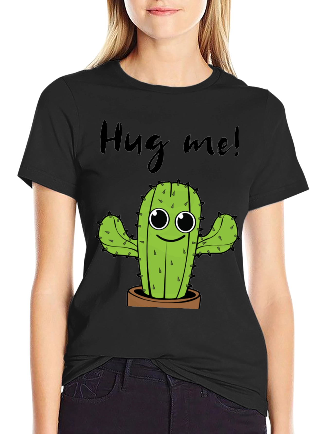 Hug Me Cactus Graphic Tee - Unisex Cotton T-Shirt