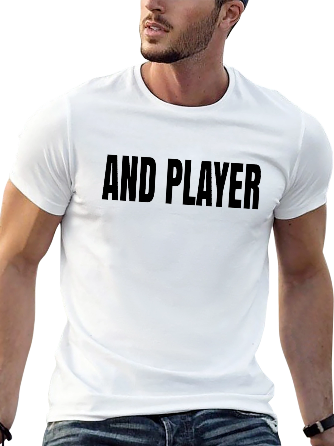 AND PLAYER Graphic T-Shirt - Black Crew Neck Tee