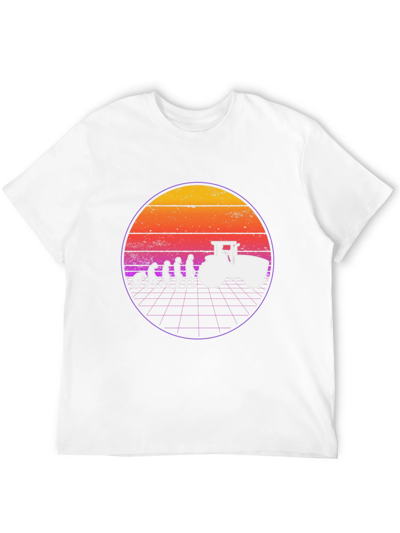 Evolution of Farming T-Shirt Retro Sunset Tractor
