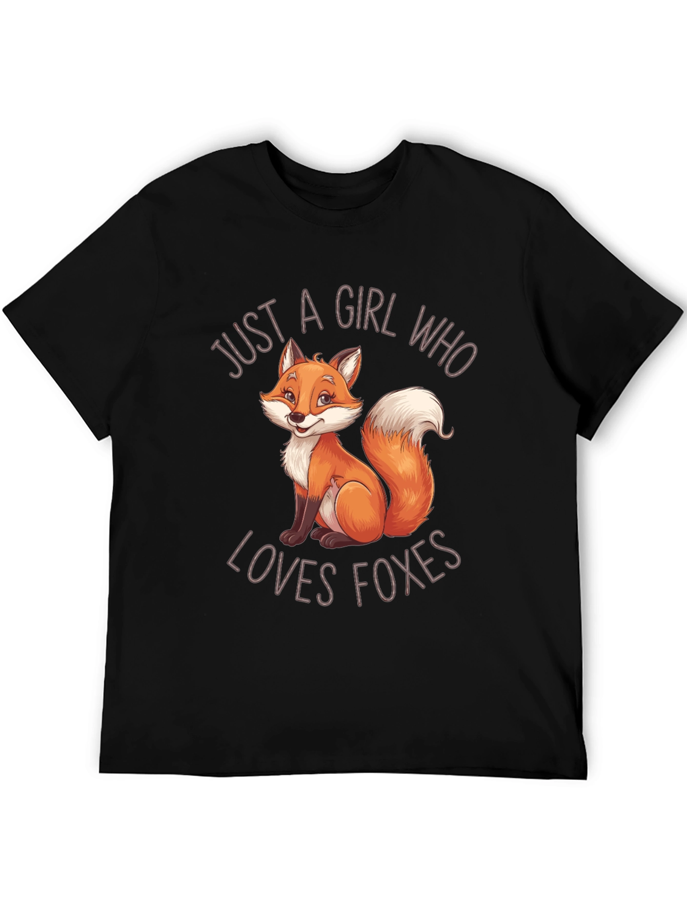 Girl Who Loves Foxes Black T-Shirt