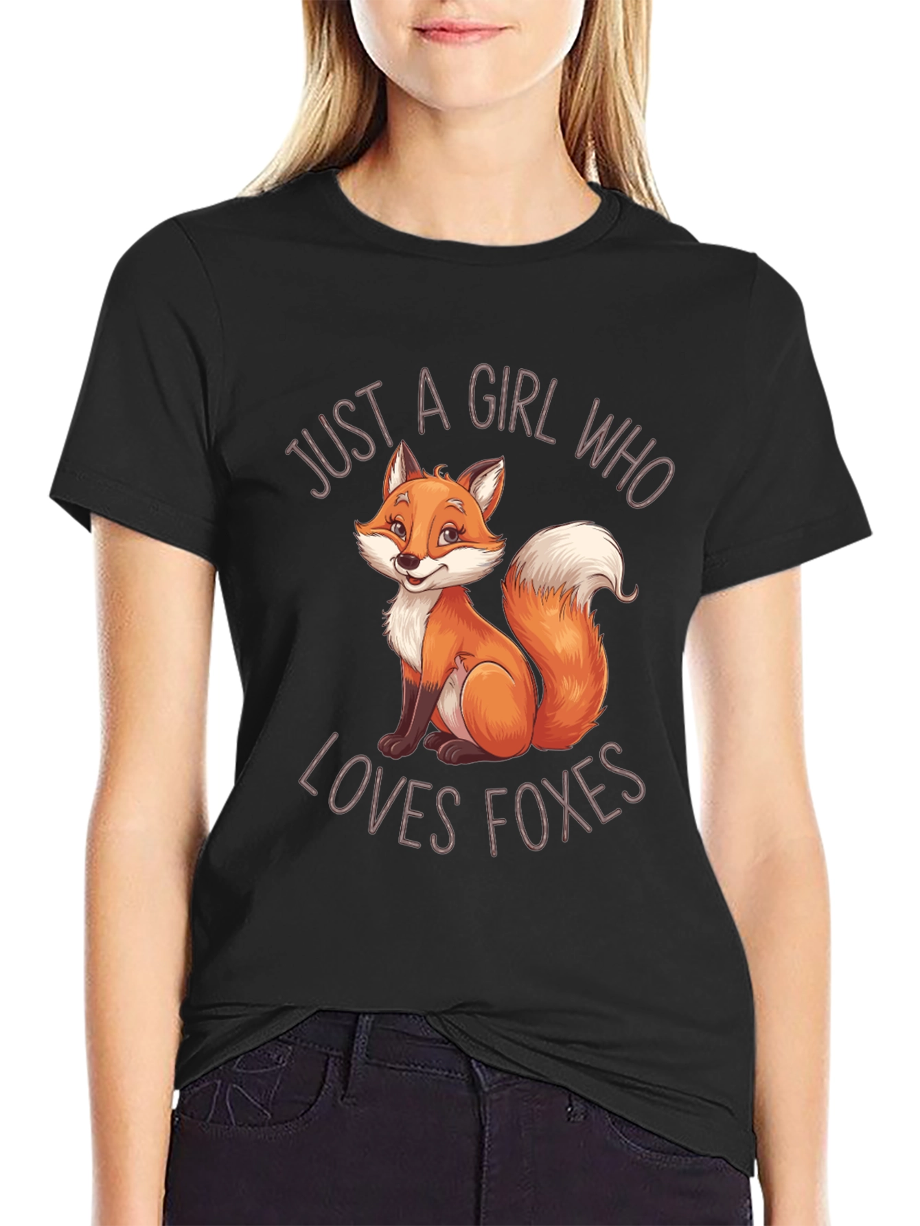 Girl Who Loves Foxes Black T-Shirt