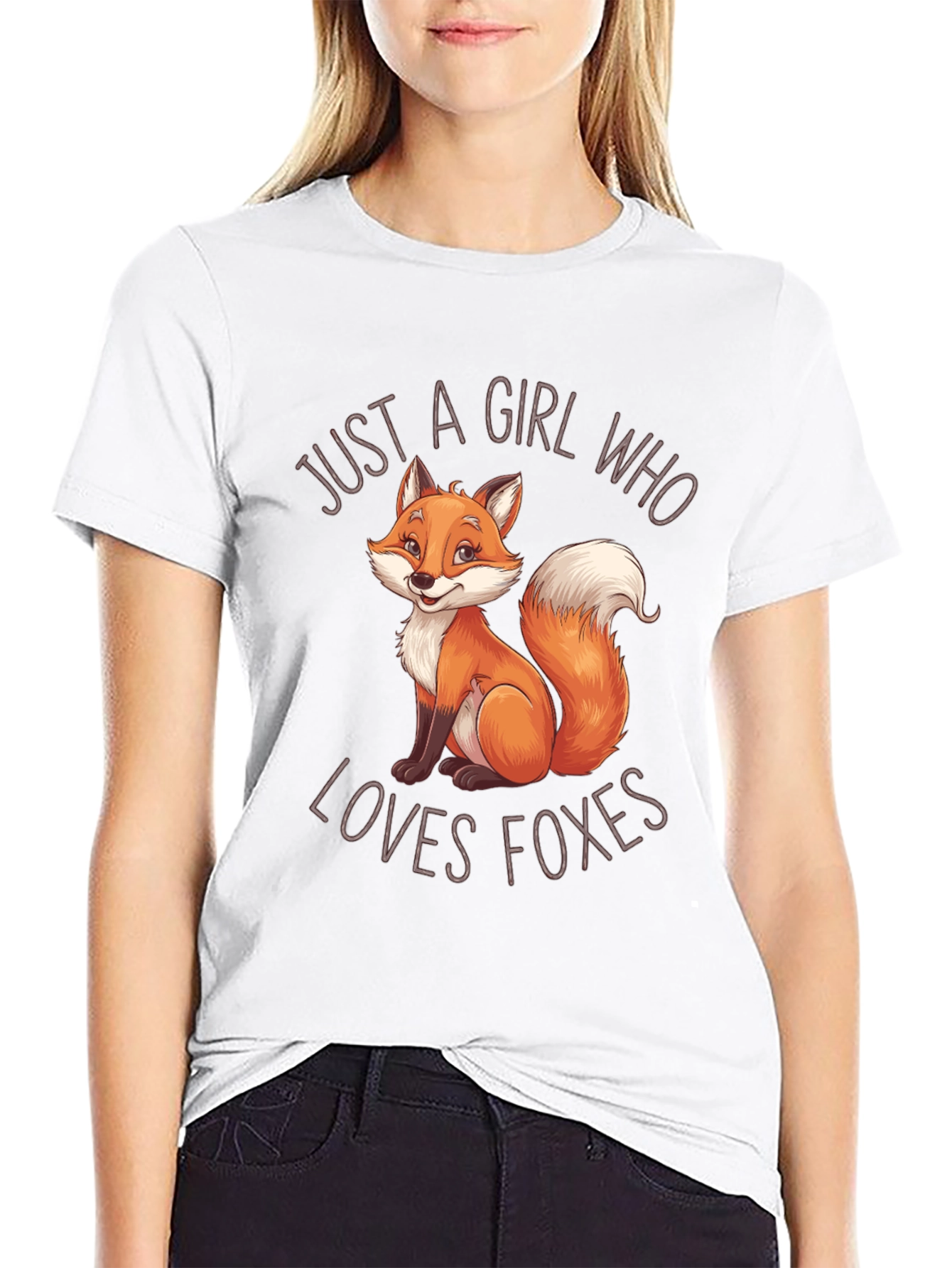 Girl Who Loves Foxes Black T-Shirt