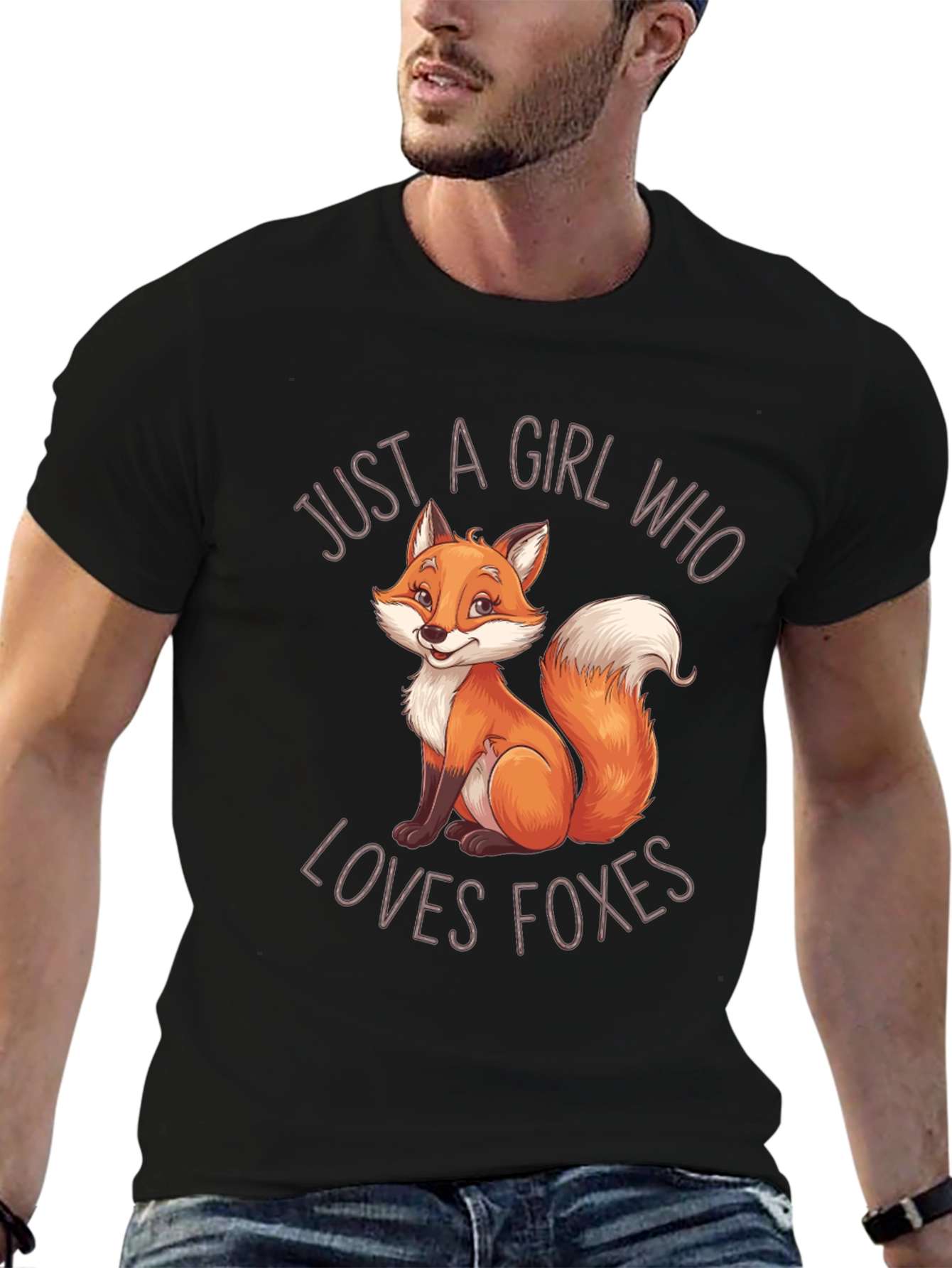 Girl Who Loves Foxes Black T-Shirt