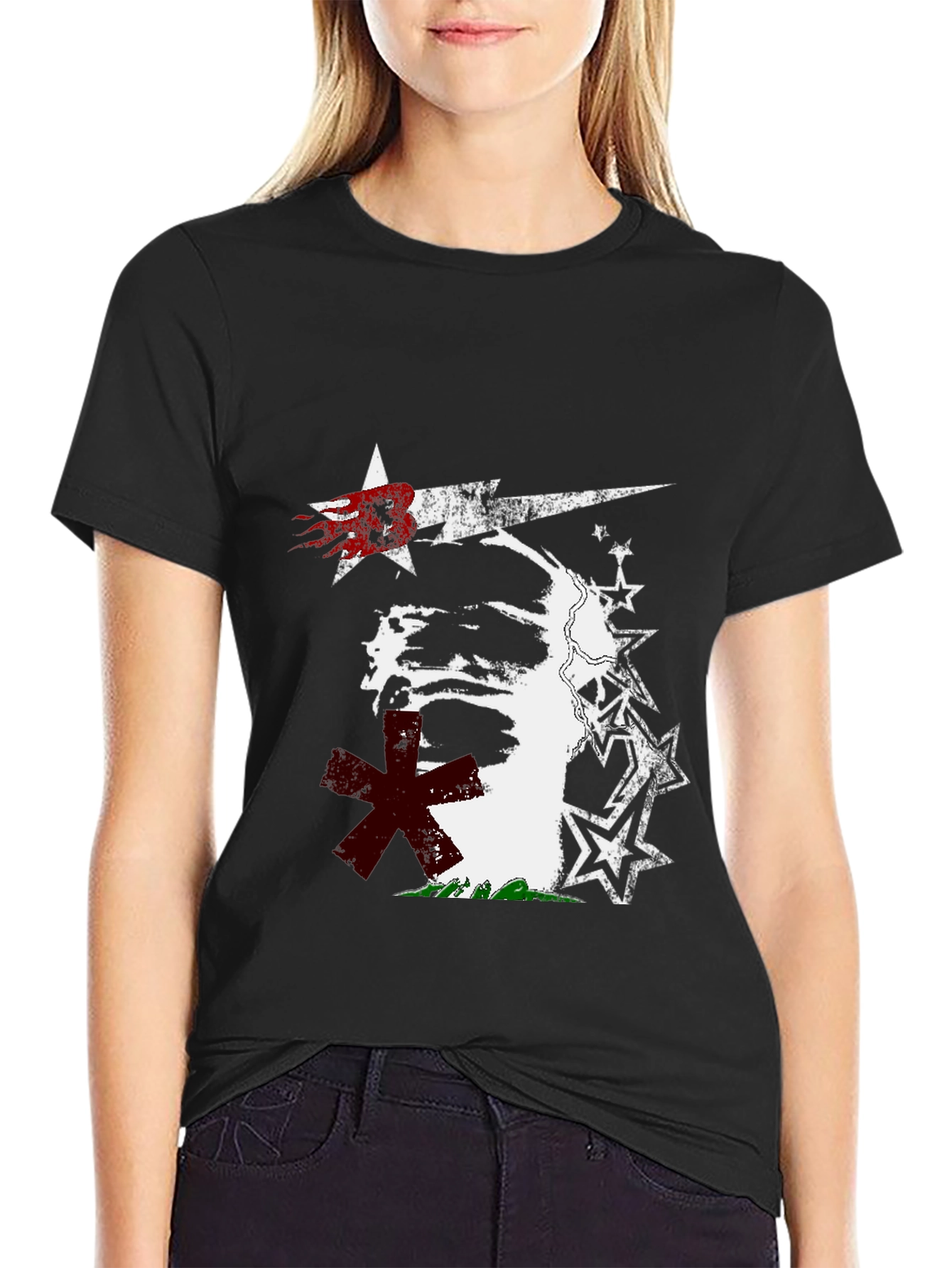 Edgy Graphic Print Black T-Shirt