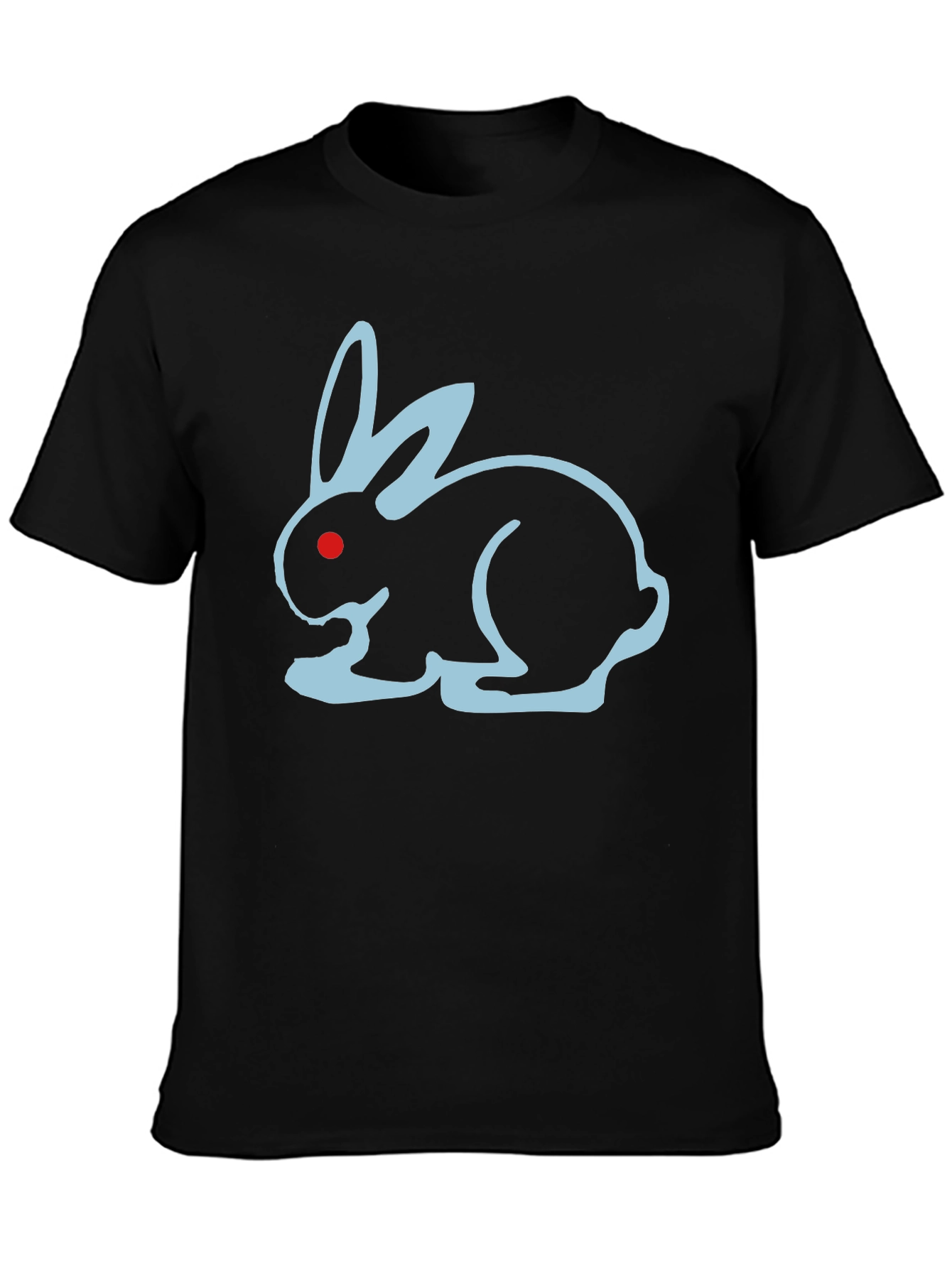 Black T-Shirt with Blue Bunny Design