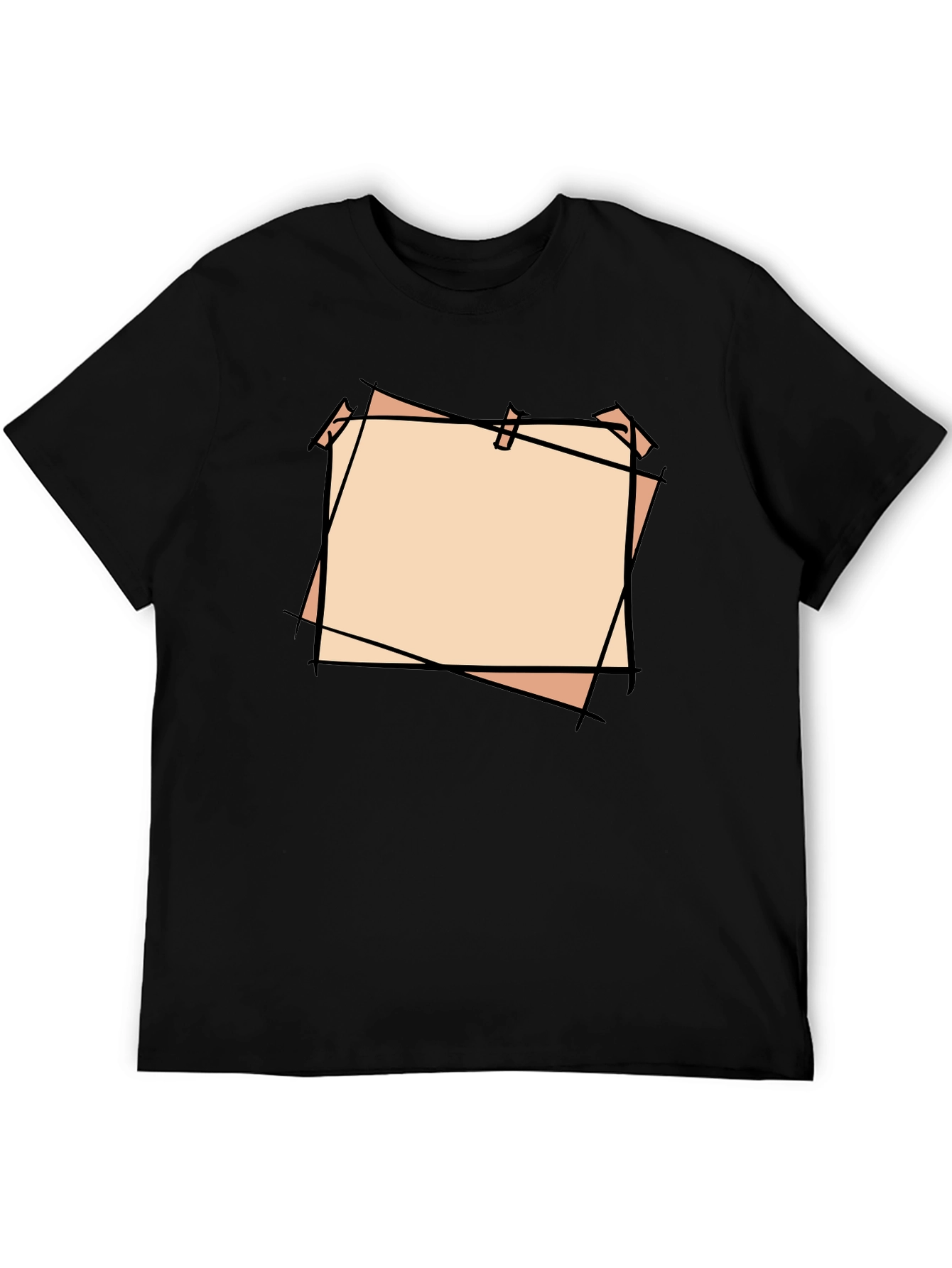 Black T-Shirt with Blank Peach Note Design