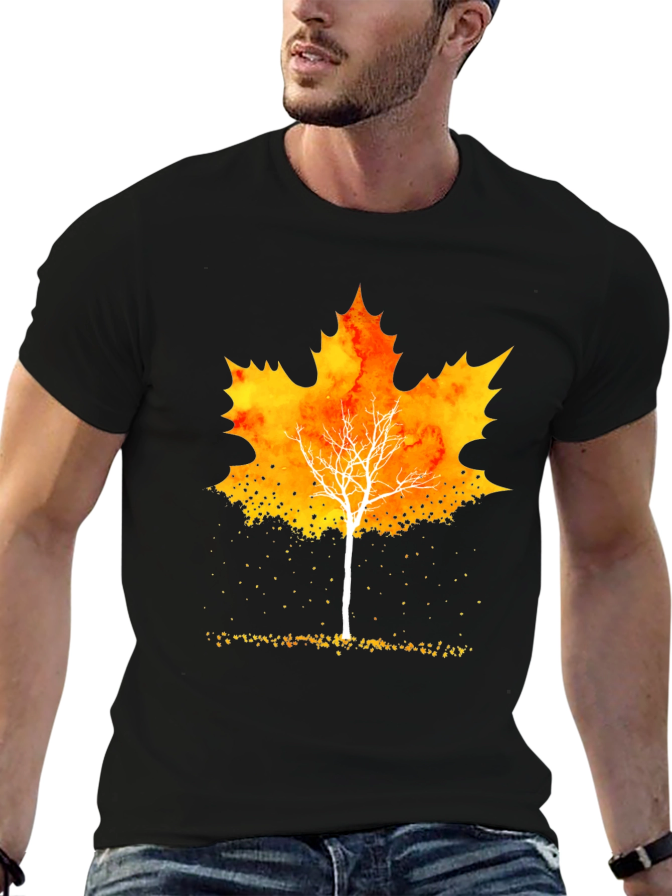 Autumn Leaf Tree Graphic Tee - Stylish Fall Apparel