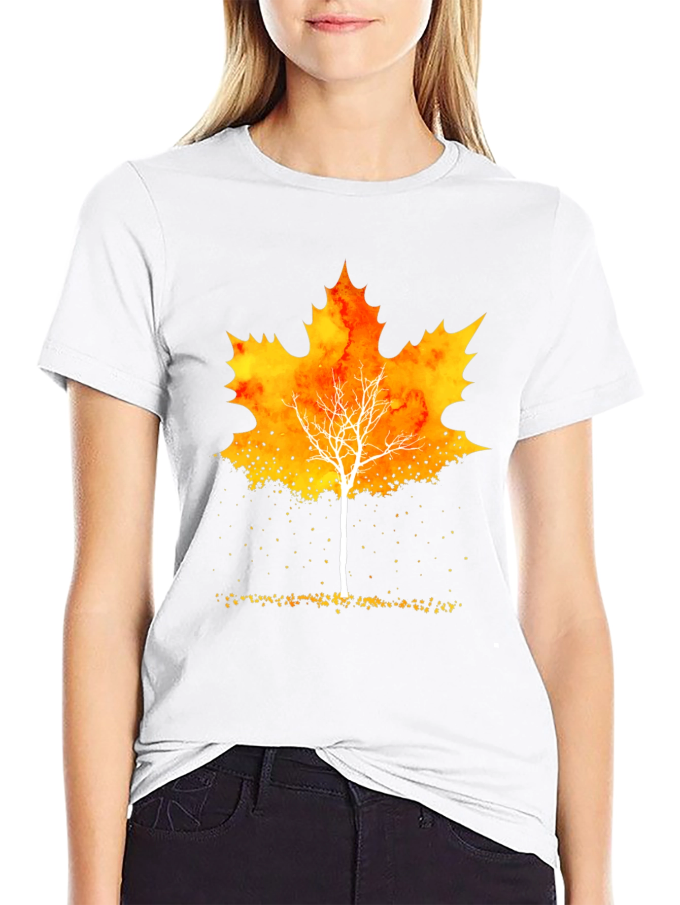 Autumn Leaf Tree Graphic Tee - Stylish Fall Apparel
