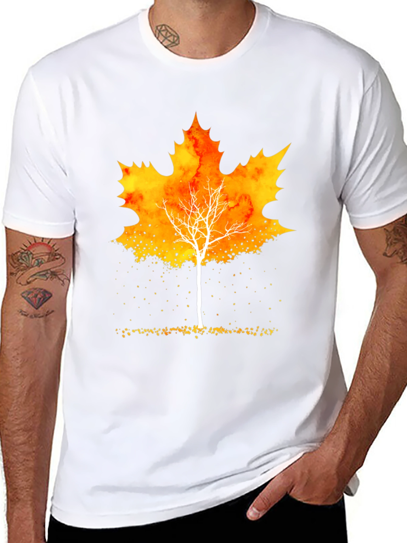 Autumn Leaf Tree Graphic Tee - Stylish Fall Apparel