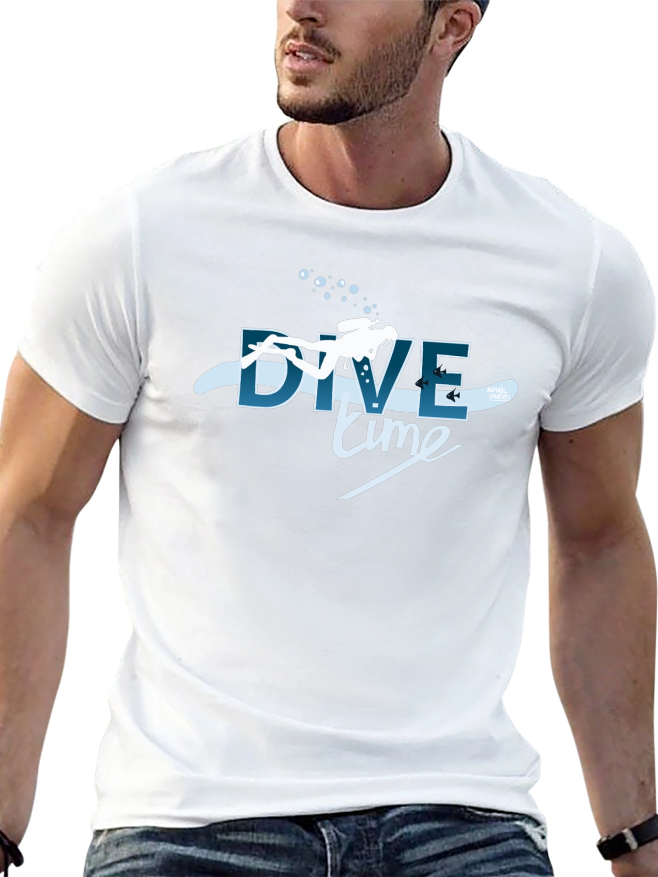 Dive Time Graphic Tee - Black Cotton T-Shirt
