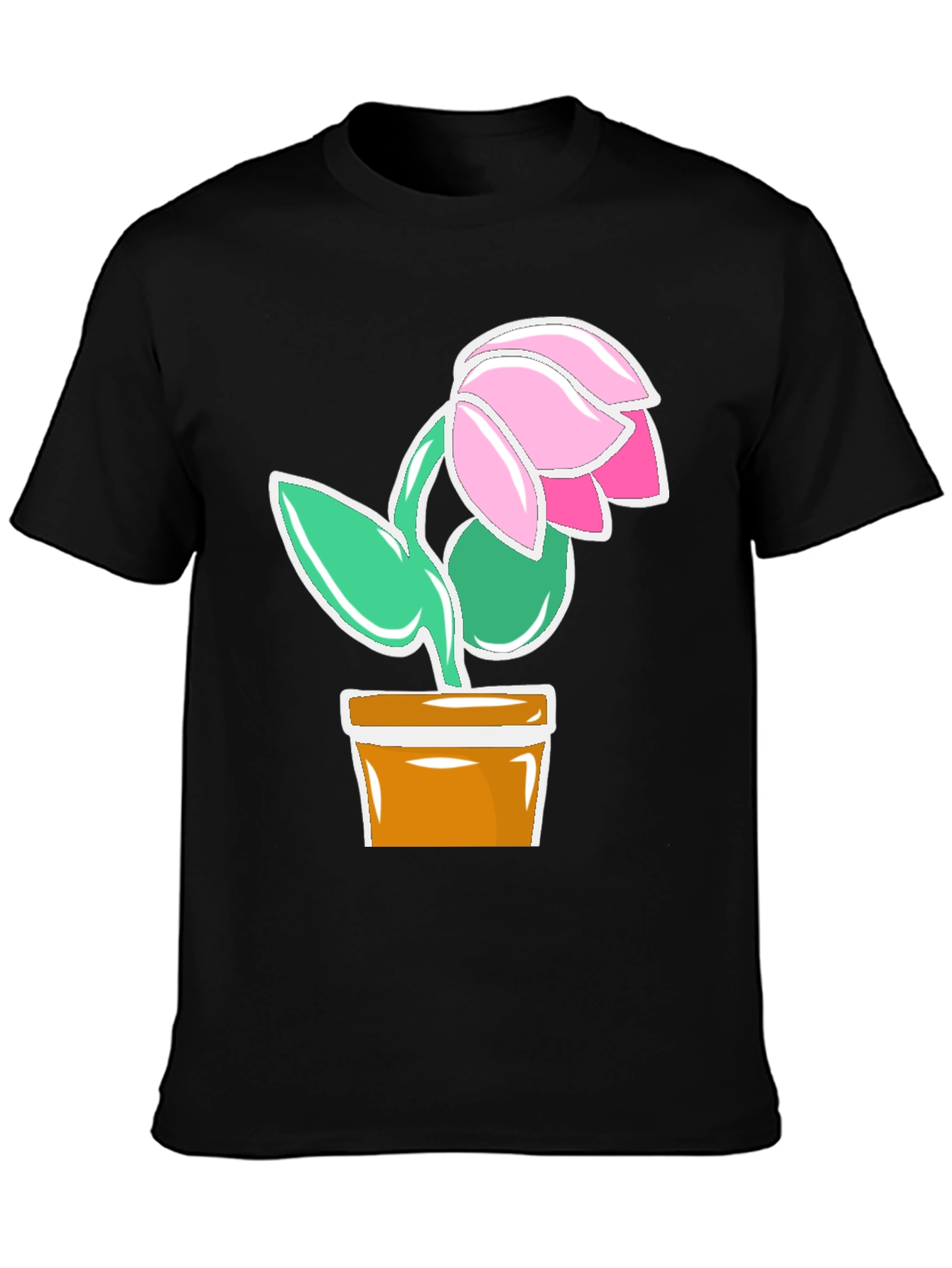 Floral Potted Plant Graphic T-Shirt