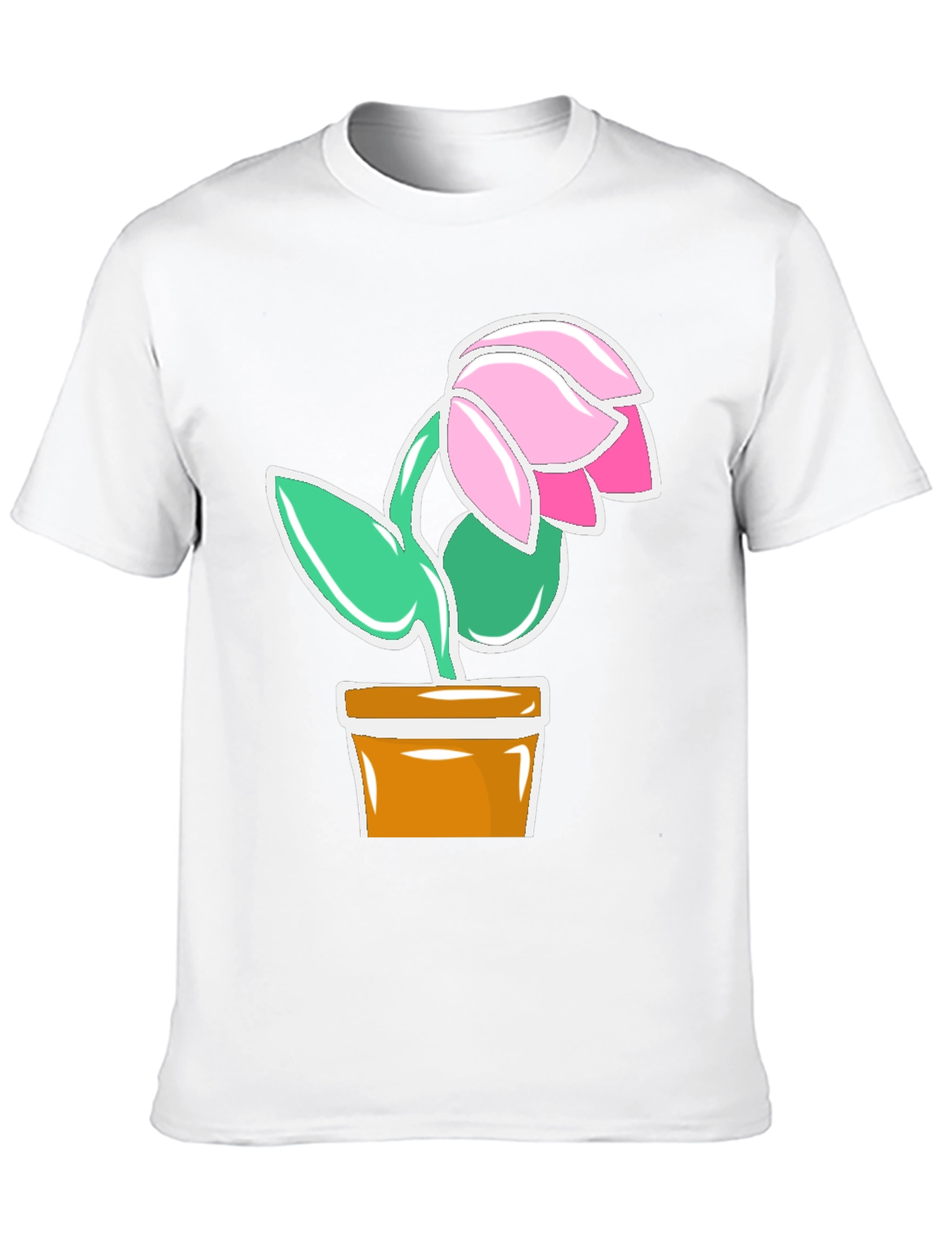 Floral Potted Plant Graphic T-Shirt