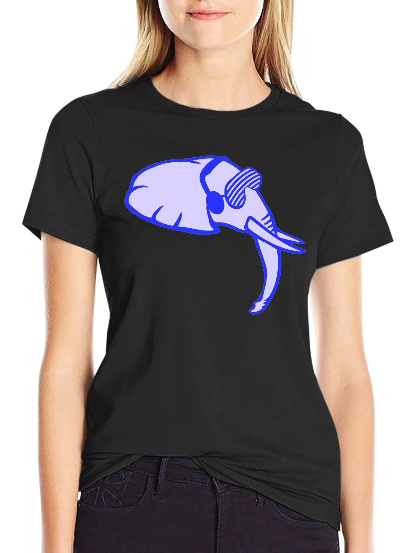 Cool Elephant Graphic Tee - Black Cotton Shirt
