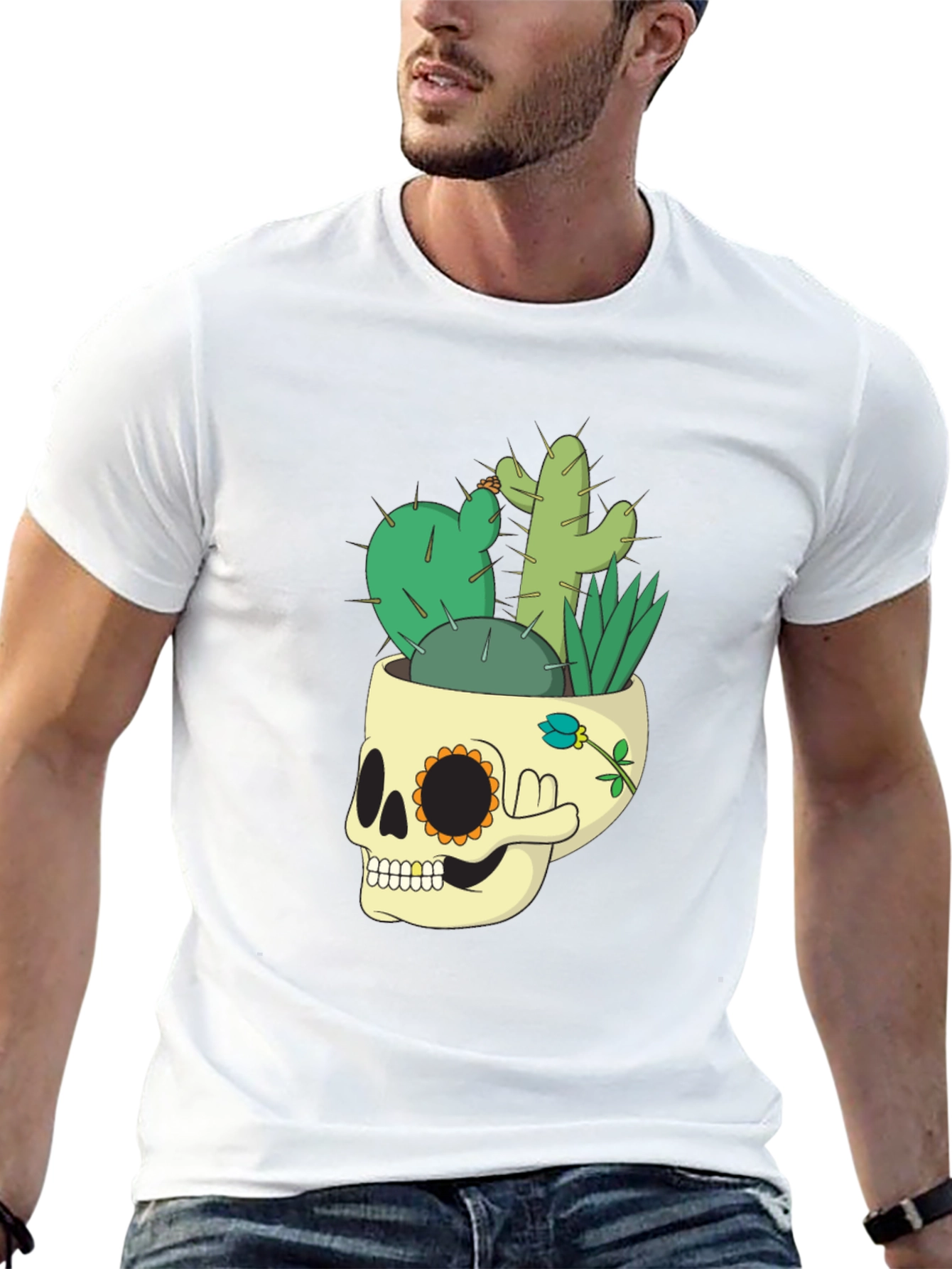Skull Cactus Graphic Tee - Mens Black T-Shirt