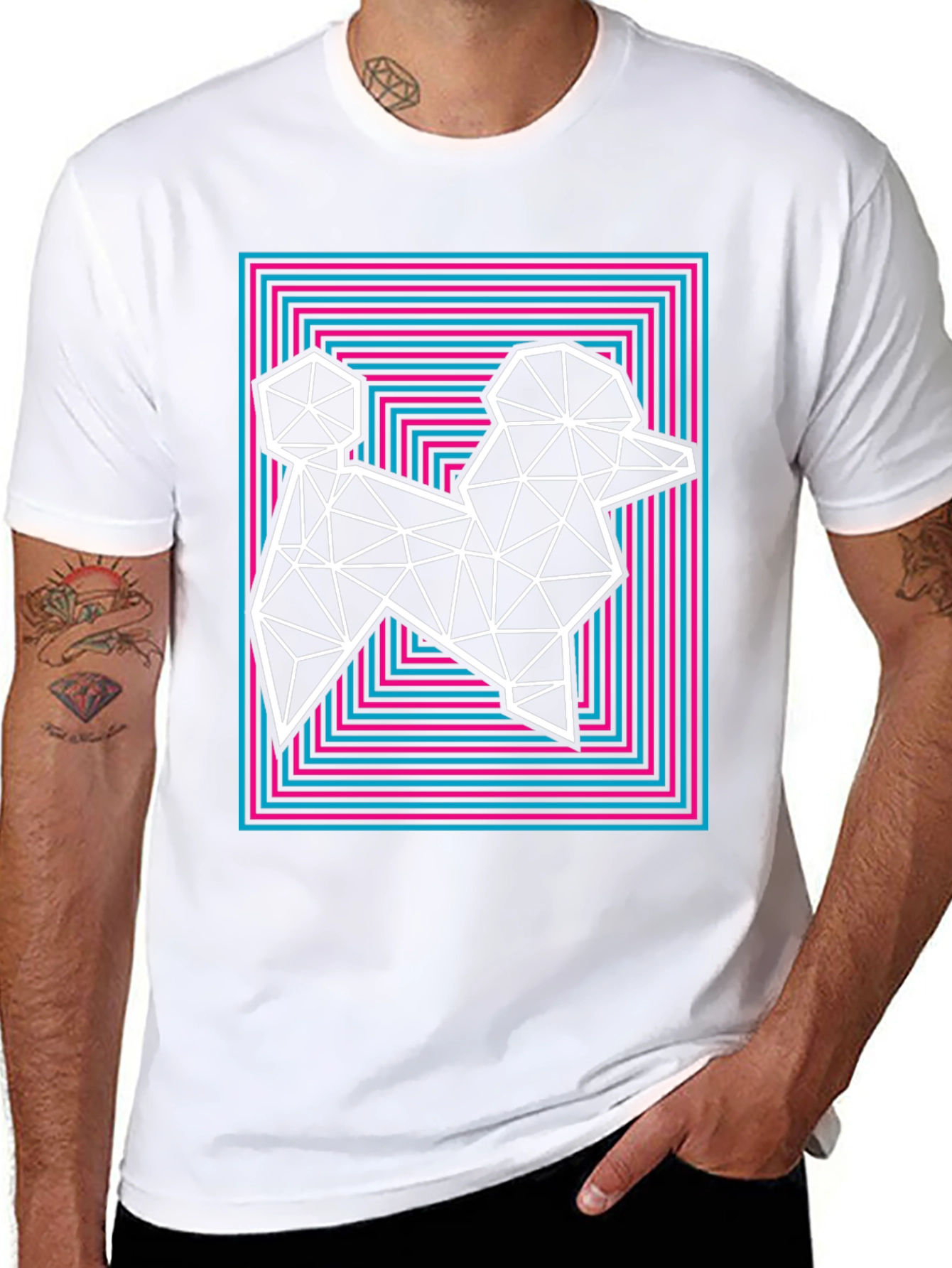 Geometric Poodle Graphic Tee - Stylish Mens T-Shirt