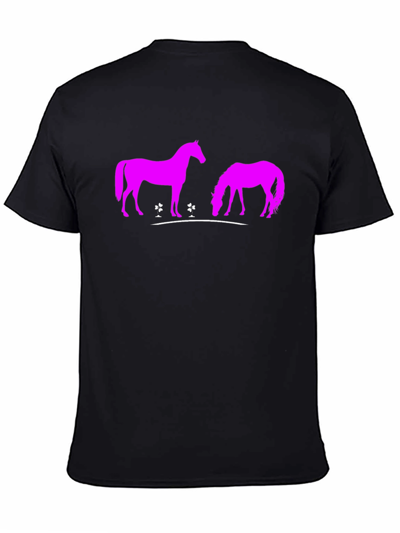 Black T-Shirt with Pink Horse Design