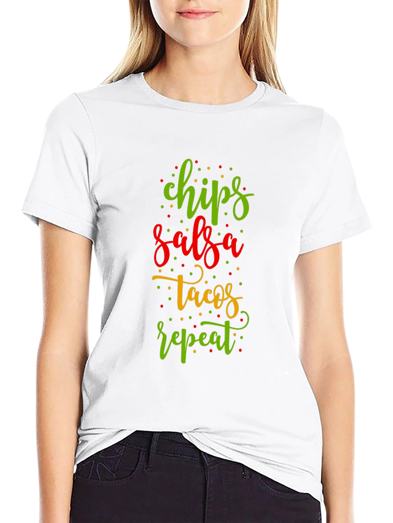 Chips Salsa Tacos Repeat Funny Graphic Tee