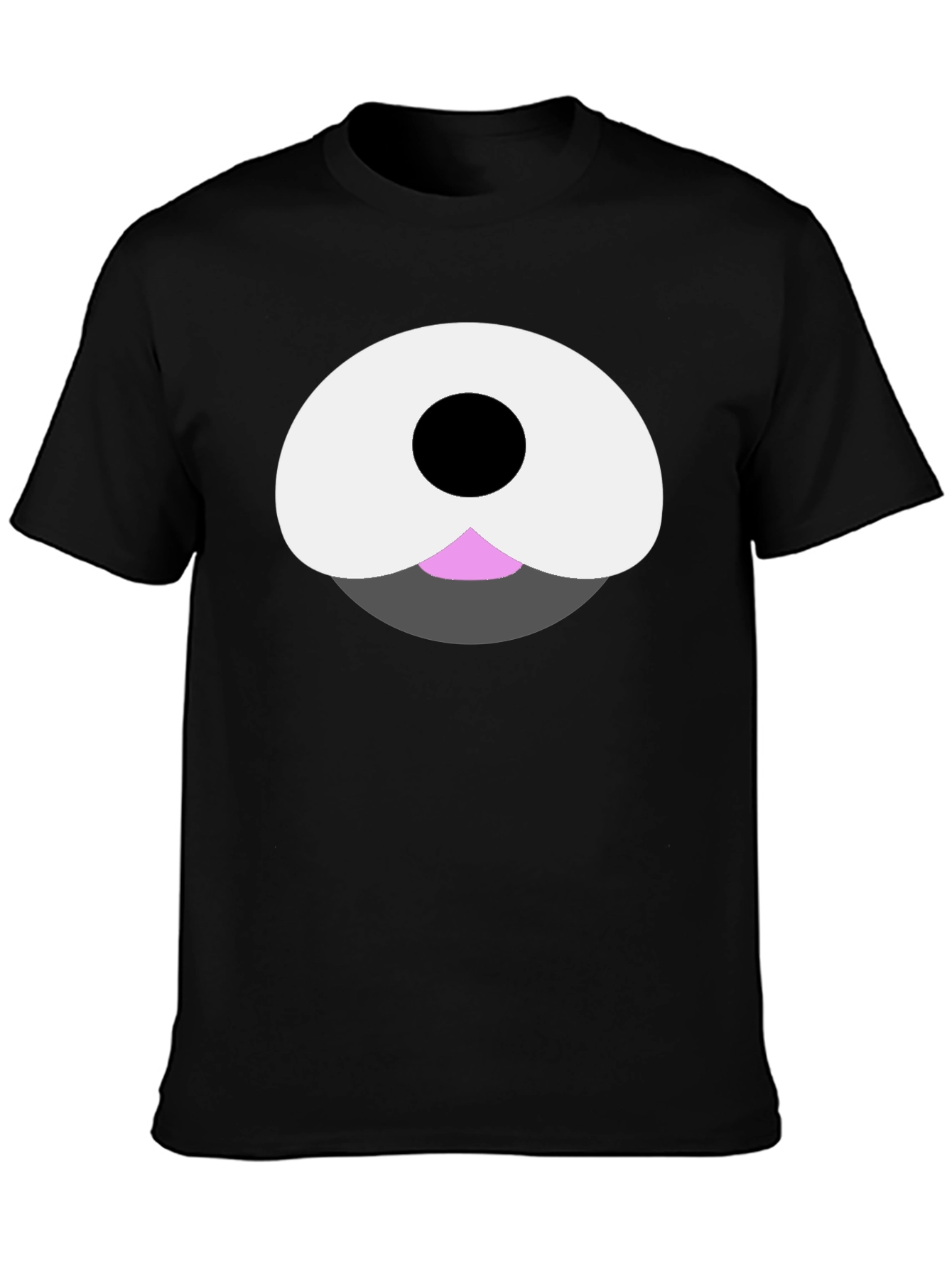 Cute Cartoon Bear Face Black T-Shirt