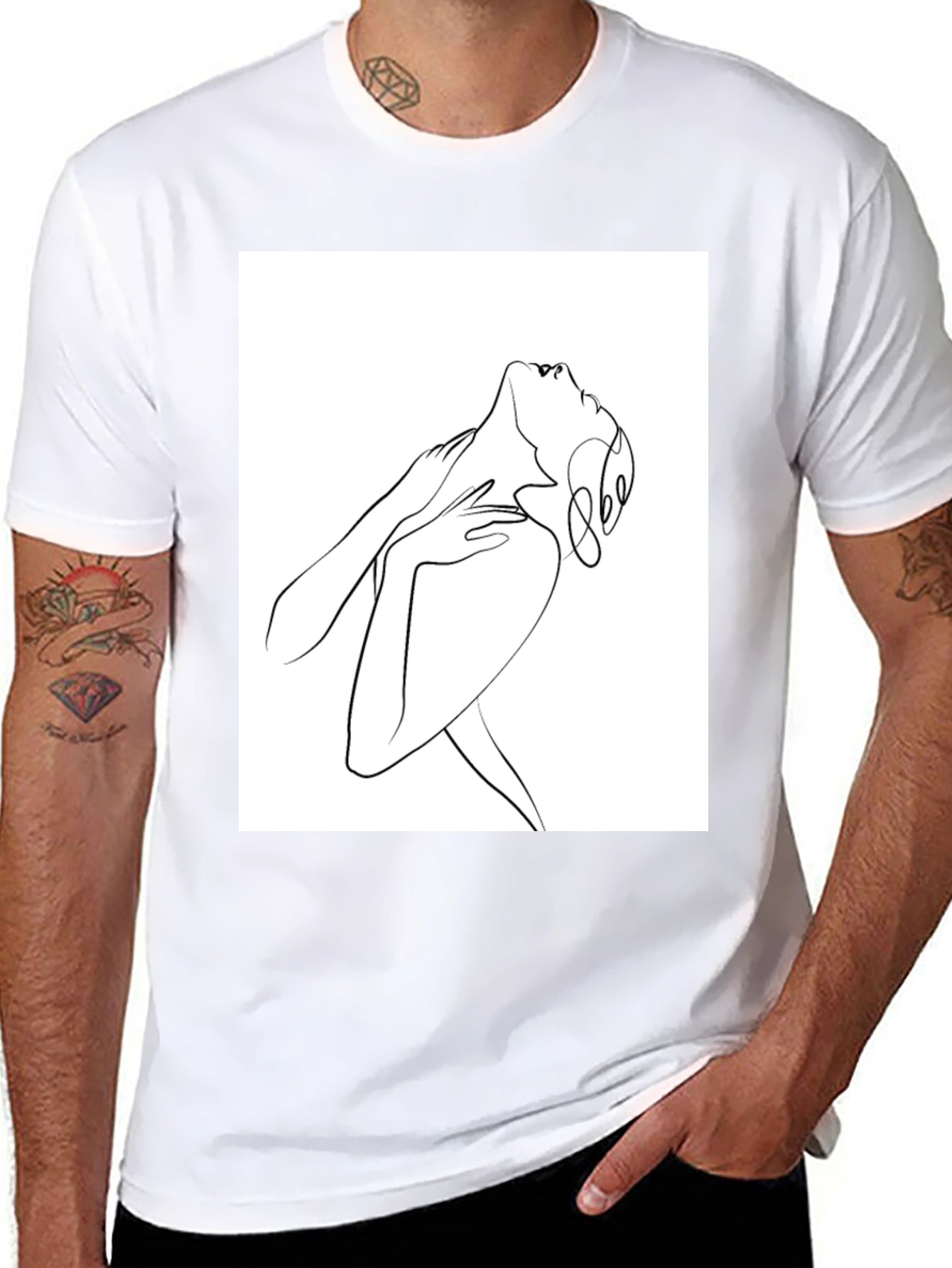 Abstract Line Art Graphic Tee - Unisex Black T-Shirt