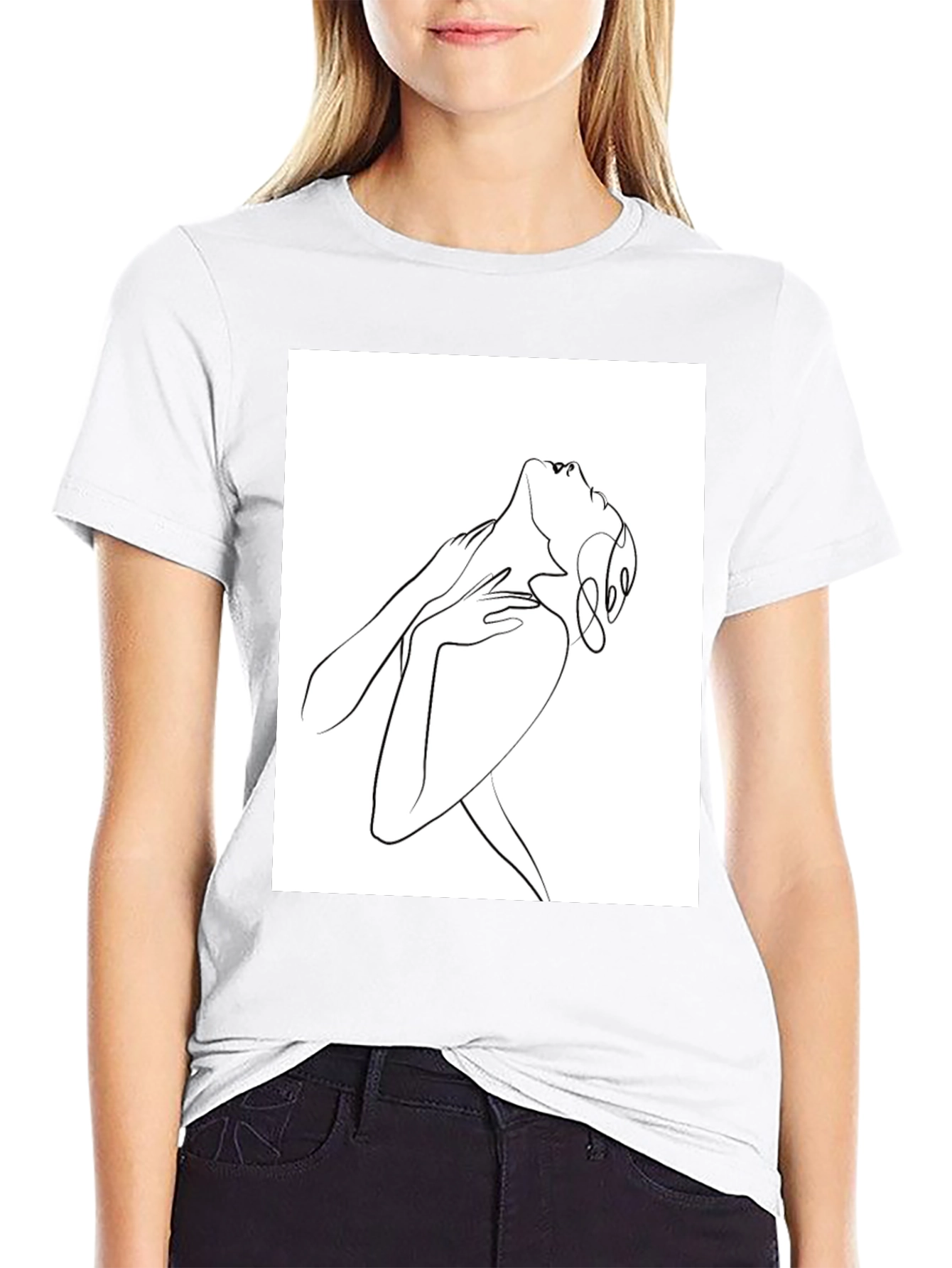 Abstract Line Art Graphic Tee - Unisex Black T-Shirt