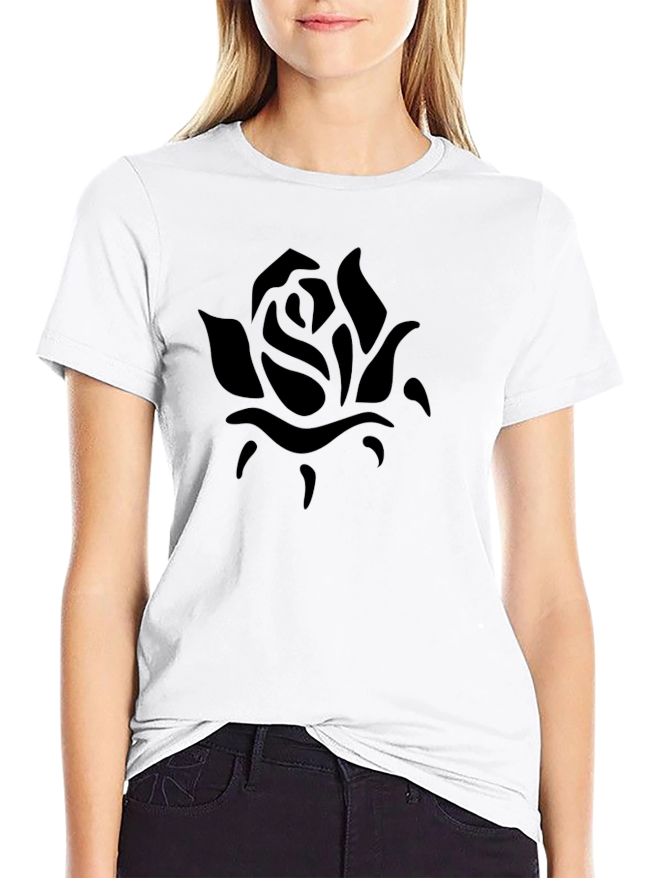 Mens Black Rose Graphic Tee - Casual Comfort