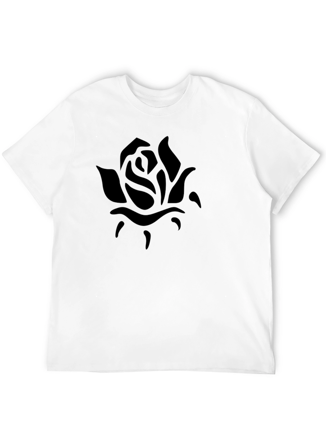 Mens Black Rose Graphic Tee - Casual Comfort