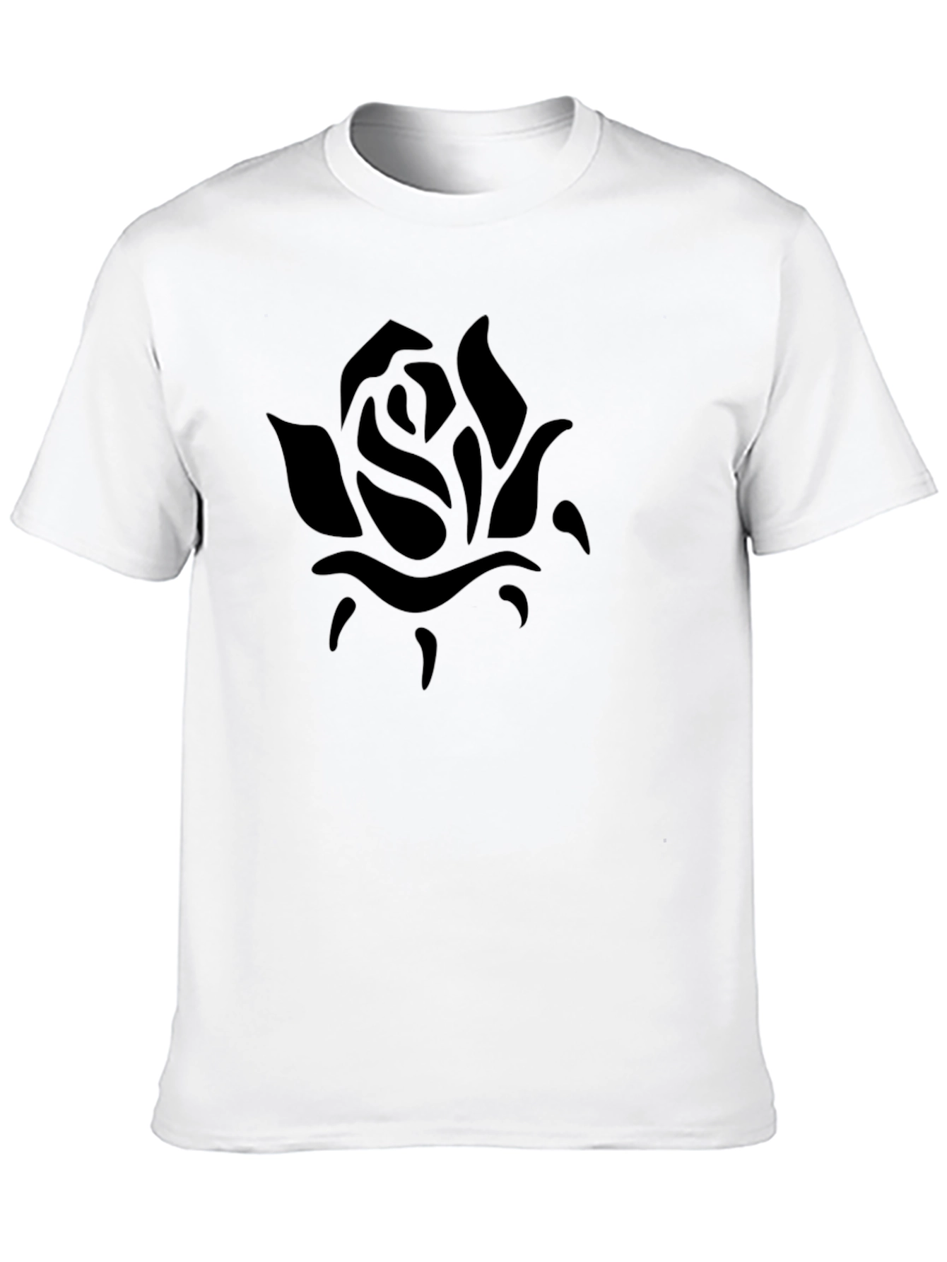 Mens Black Rose Graphic Tee - Casual Comfort