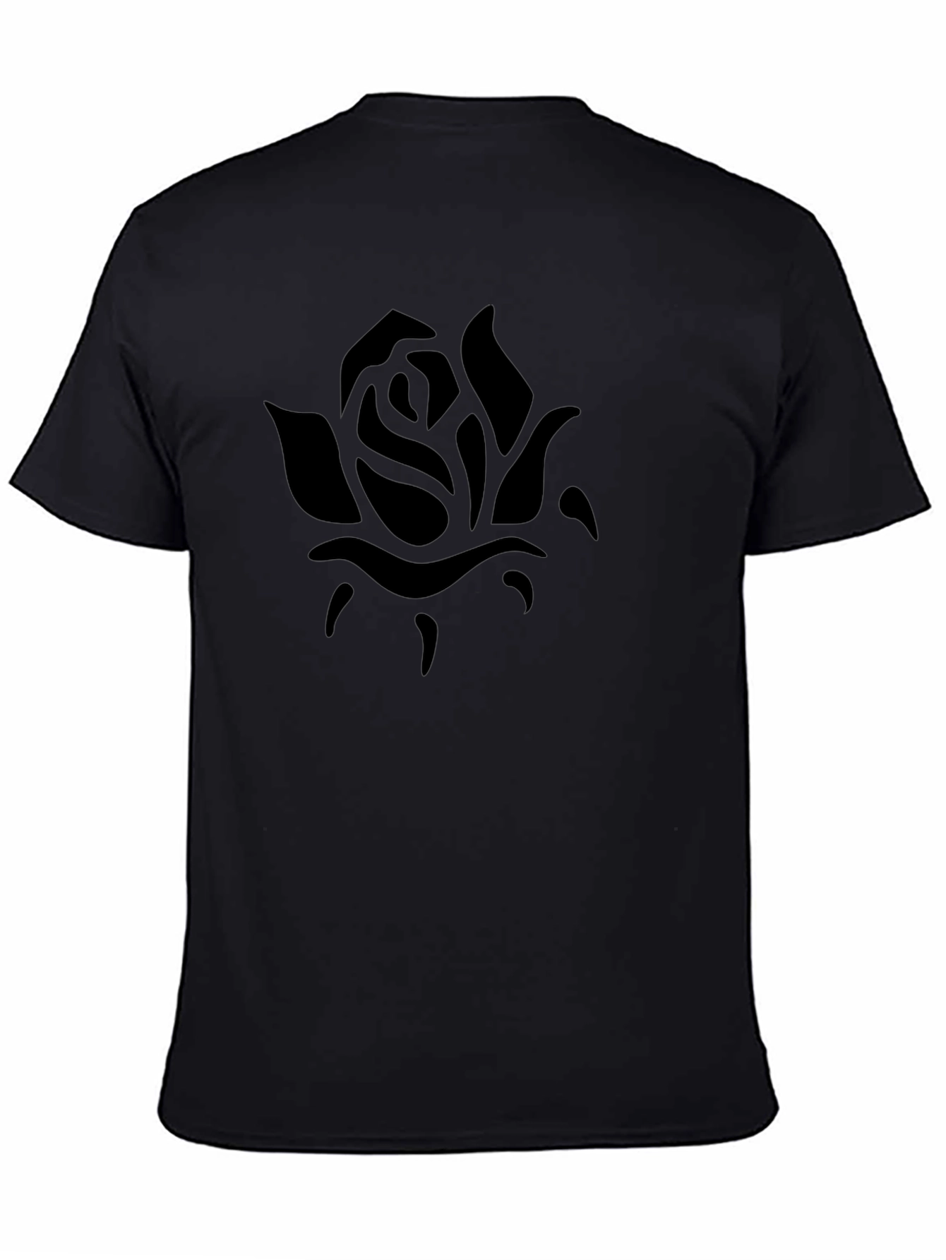 Mens Black Rose Graphic Tee - Casual Comfort
