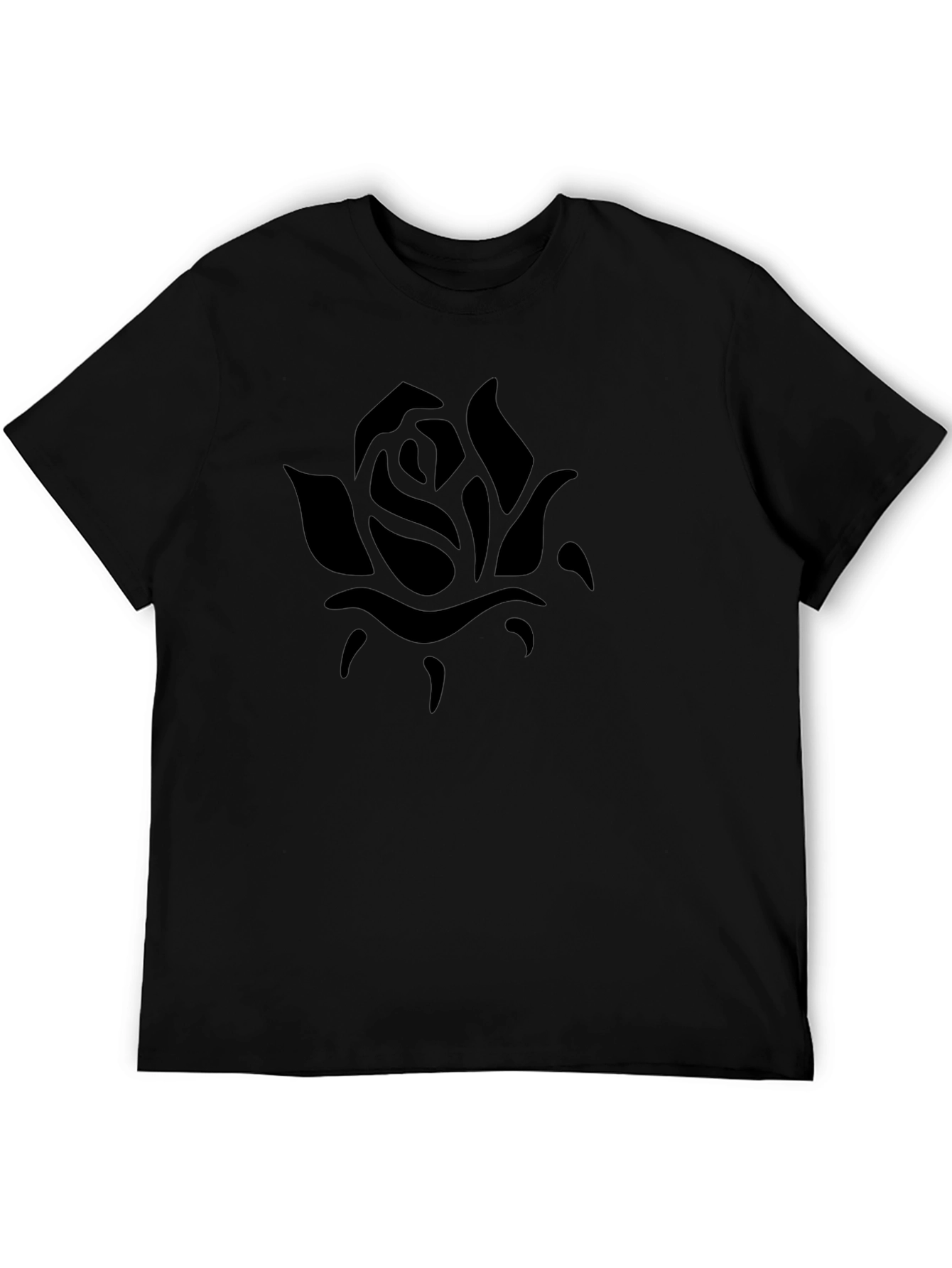 Mens Black Rose Graphic Tee - Casual Comfort