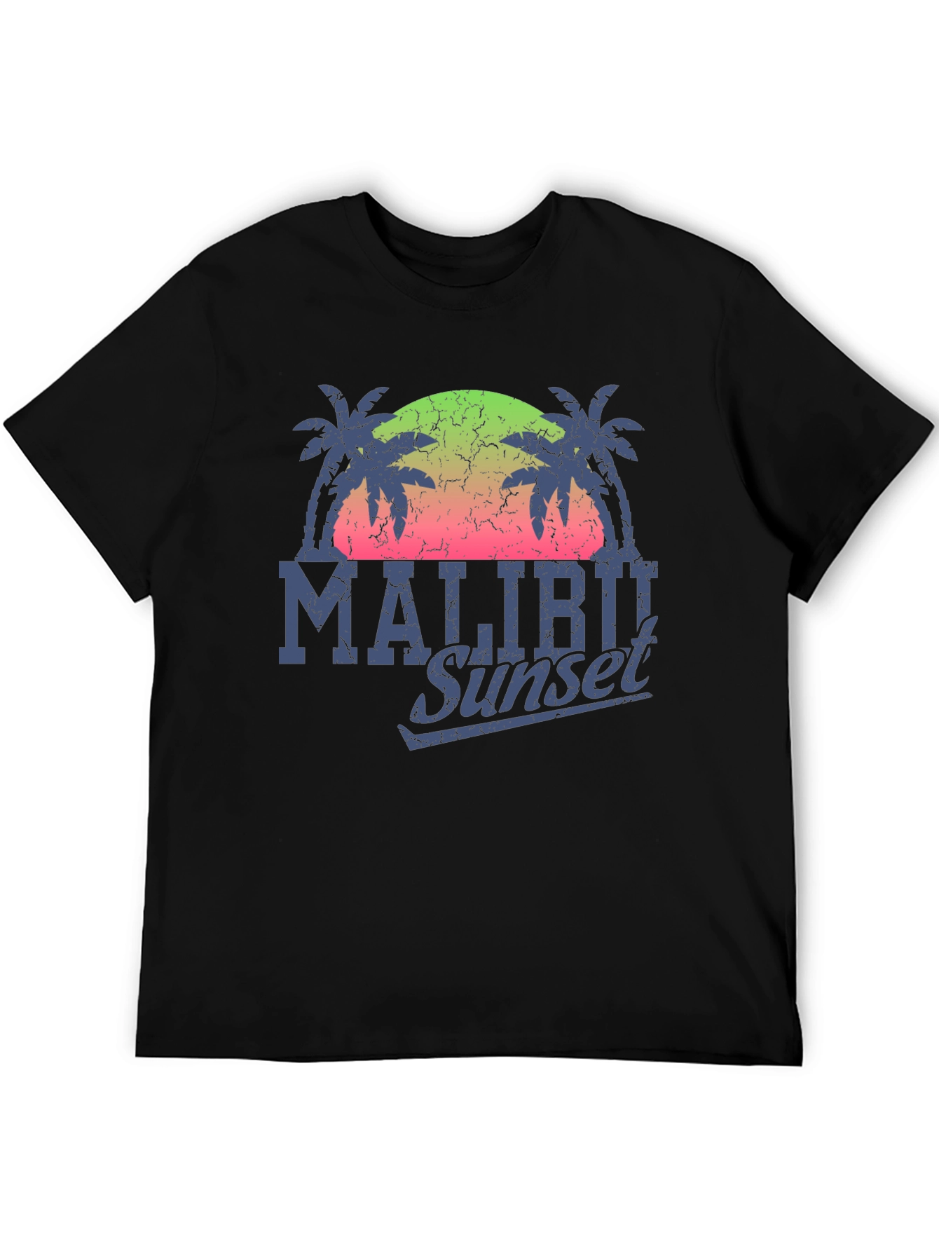 Malibu Sunset Graphic T-Shirt - Palm Tree Design