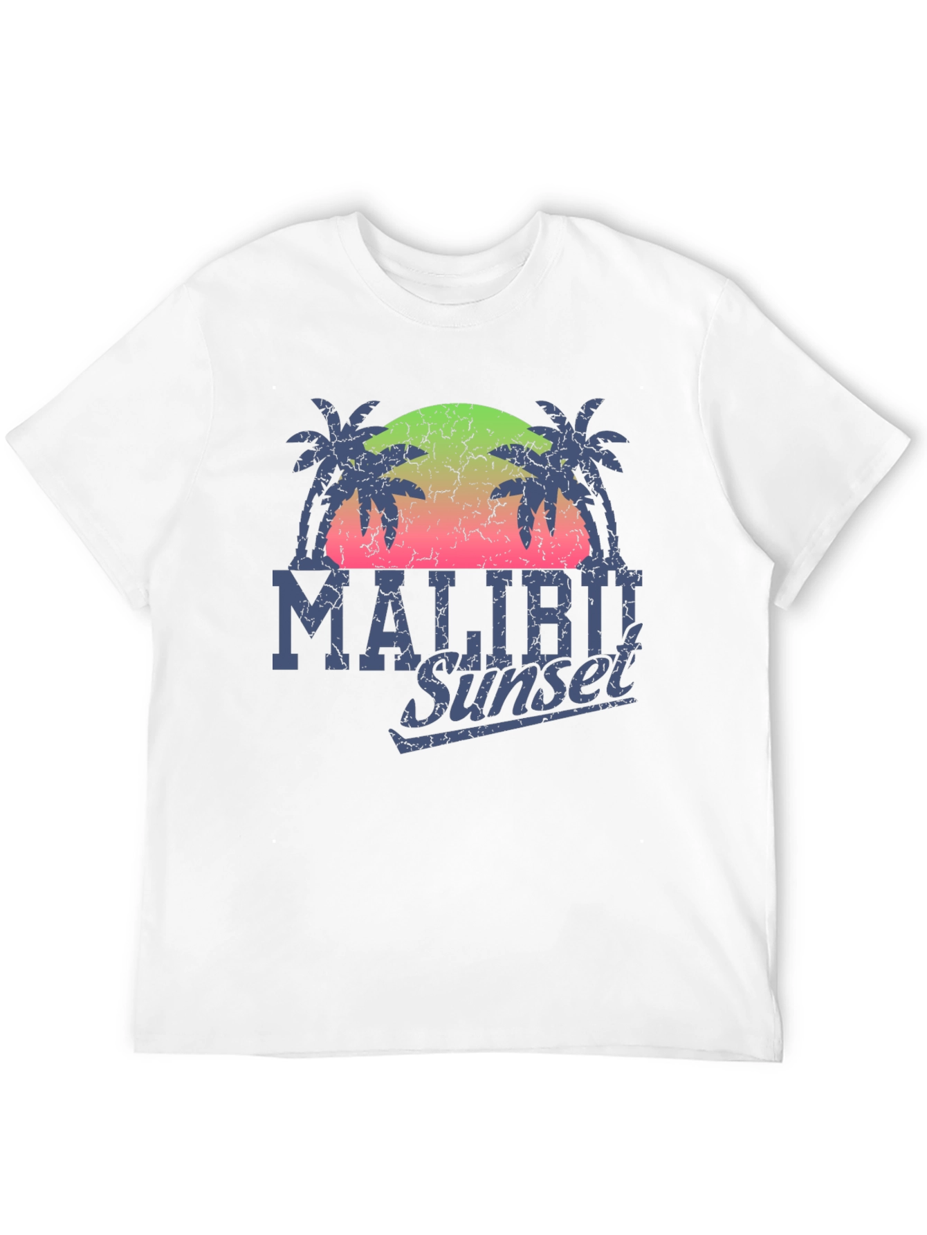 Malibu Sunset Graphic T-Shirt - Palm Tree Design
