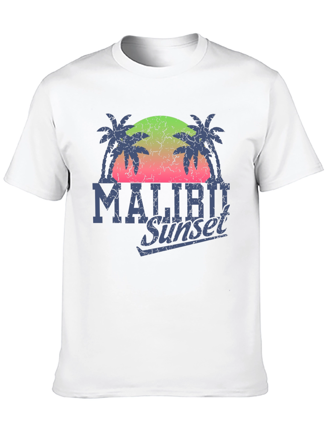 Malibu Sunset Graphic T-Shirt - Palm Tree Design