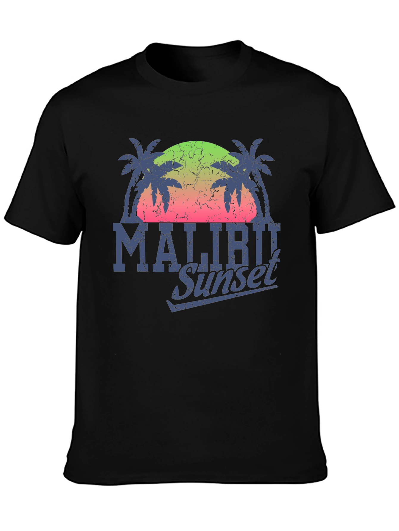 Malibu Sunset Graphic T-Shirt - Palm Tree Design