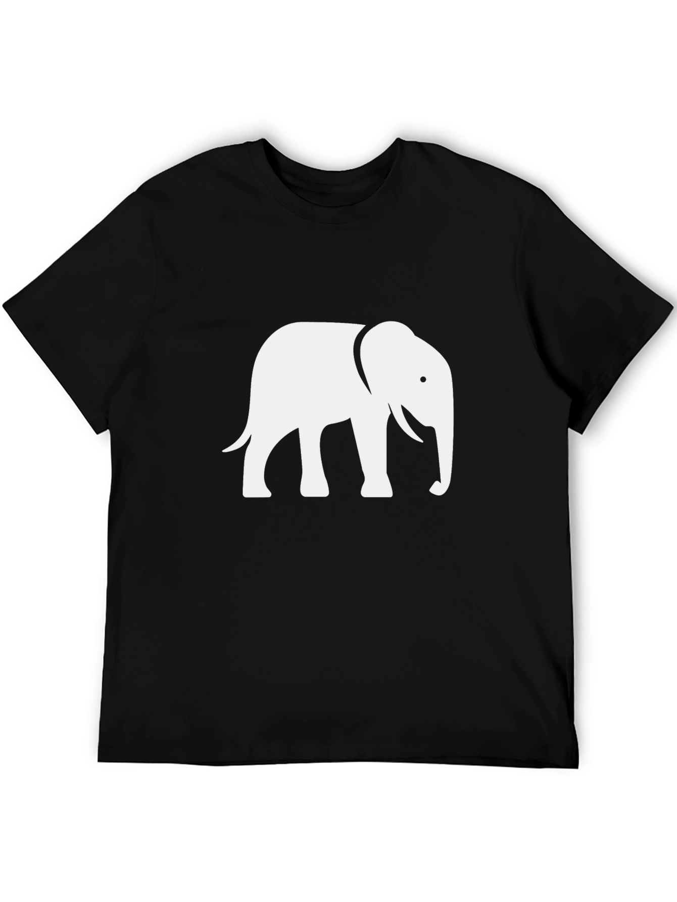Elephant Graphic Tee - Black Cotton Casual Shirt