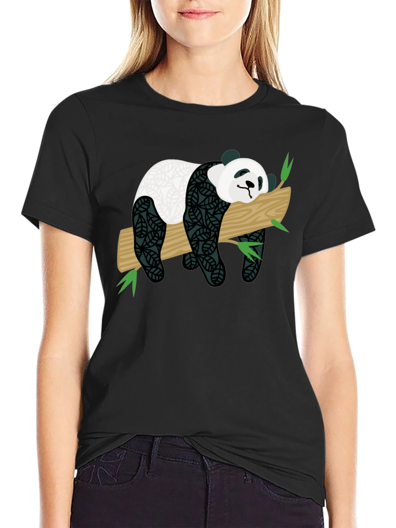 Cute Panda on Branch Graphic T-Shirt
