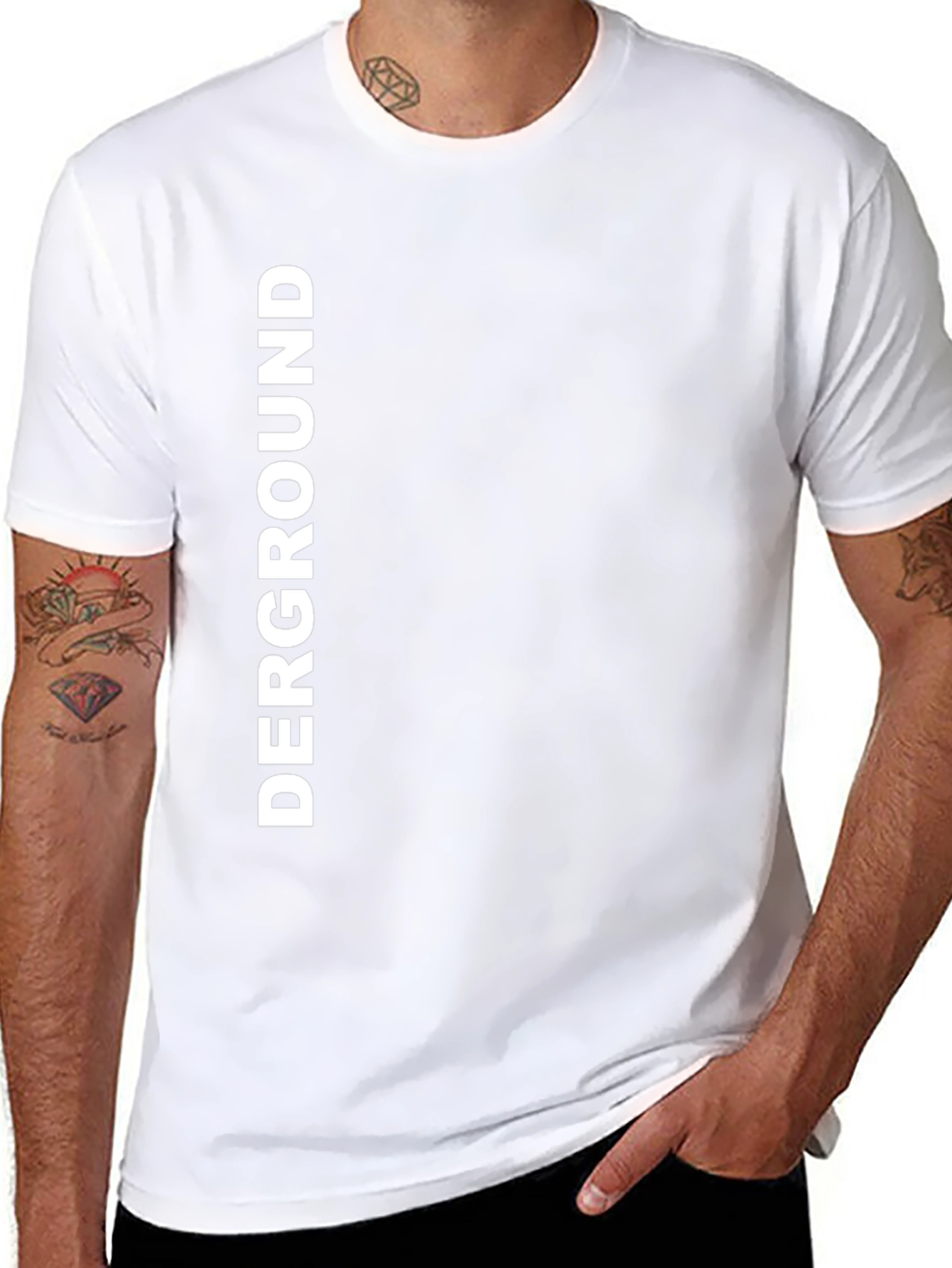 Black DERGROUND Graphic Print Crew Neck T-Shirt