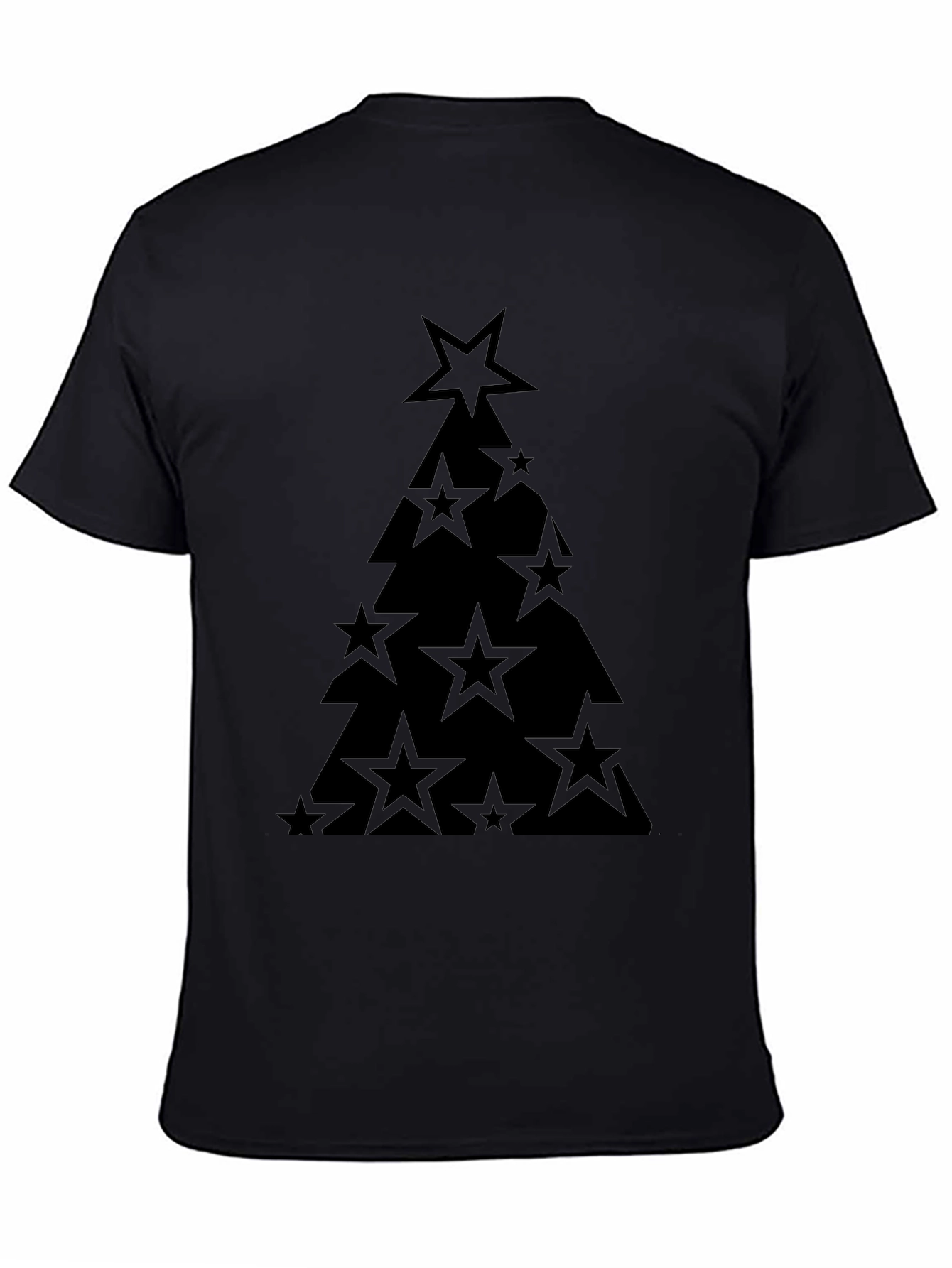 Star Christmas Tree Black T-Shirt