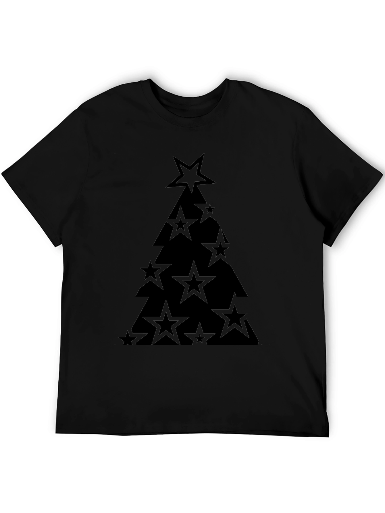 Star Christmas Tree Black T-Shirt