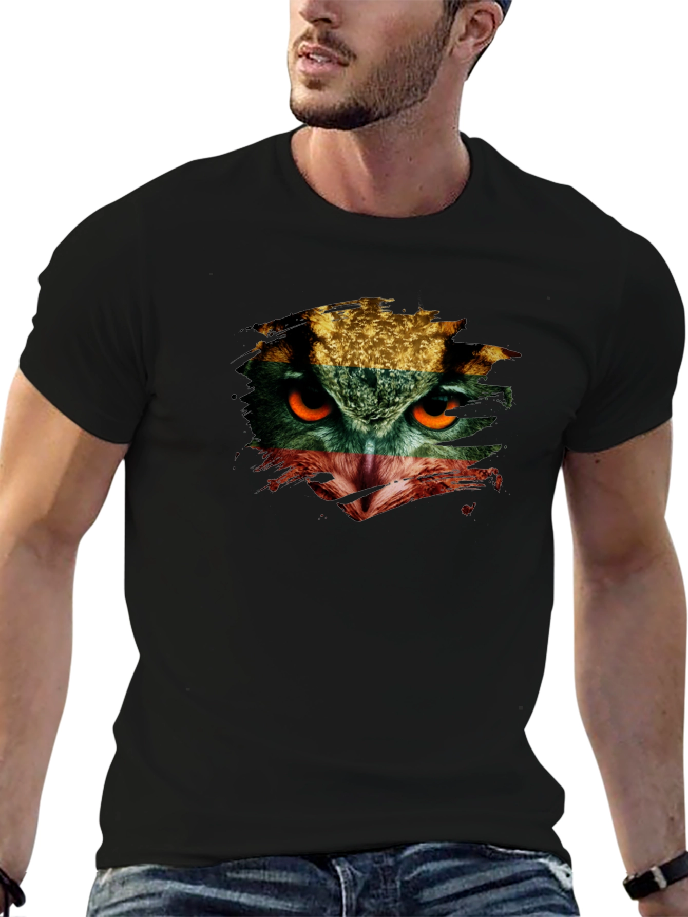 Owl Eyes Graphic Print T-Shirt