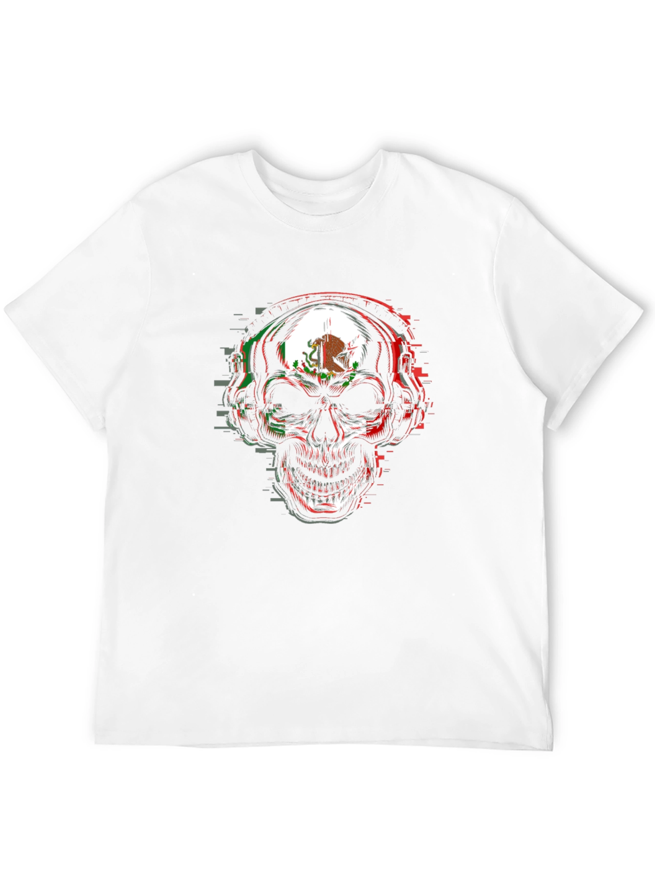 Mexican Flag Skull Graphic Tee - Mens Black T-Shirt