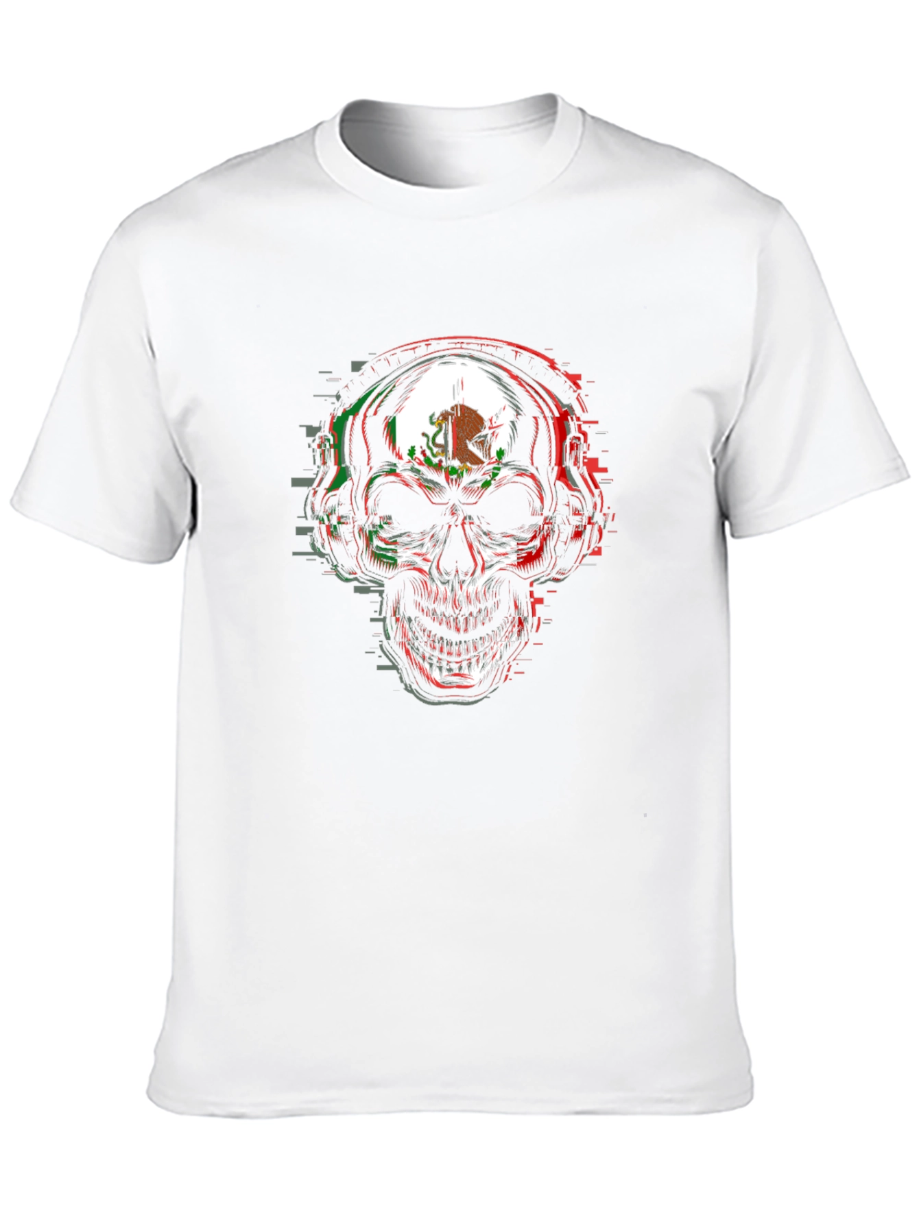 Mexican Flag Skull Graphic Tee - Mens Black T-Shirt